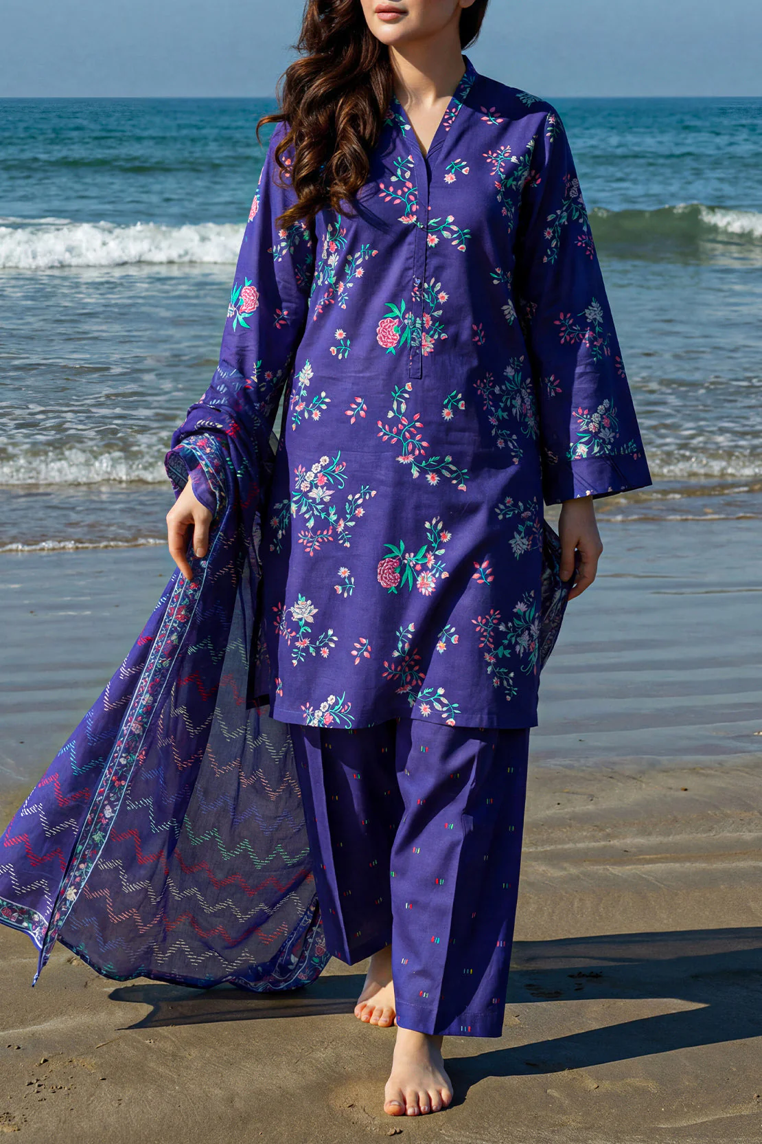 Unstitched Printed Lawn 3 Piece