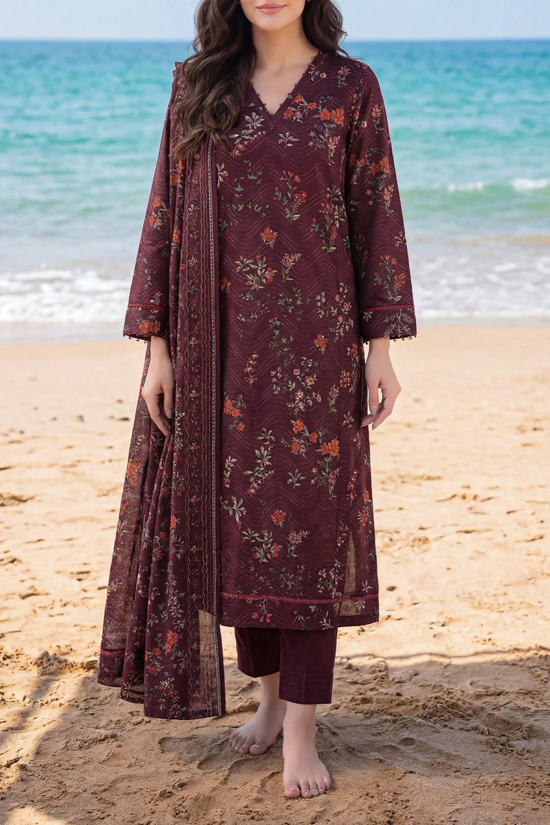 Unstitched Printed Lawn 3 Piece