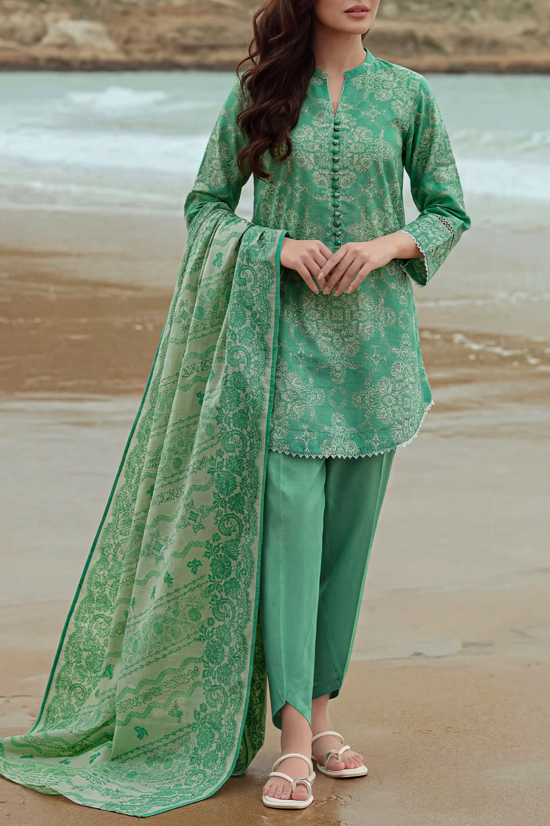 Unstitched Printed Lawn 3 Piece