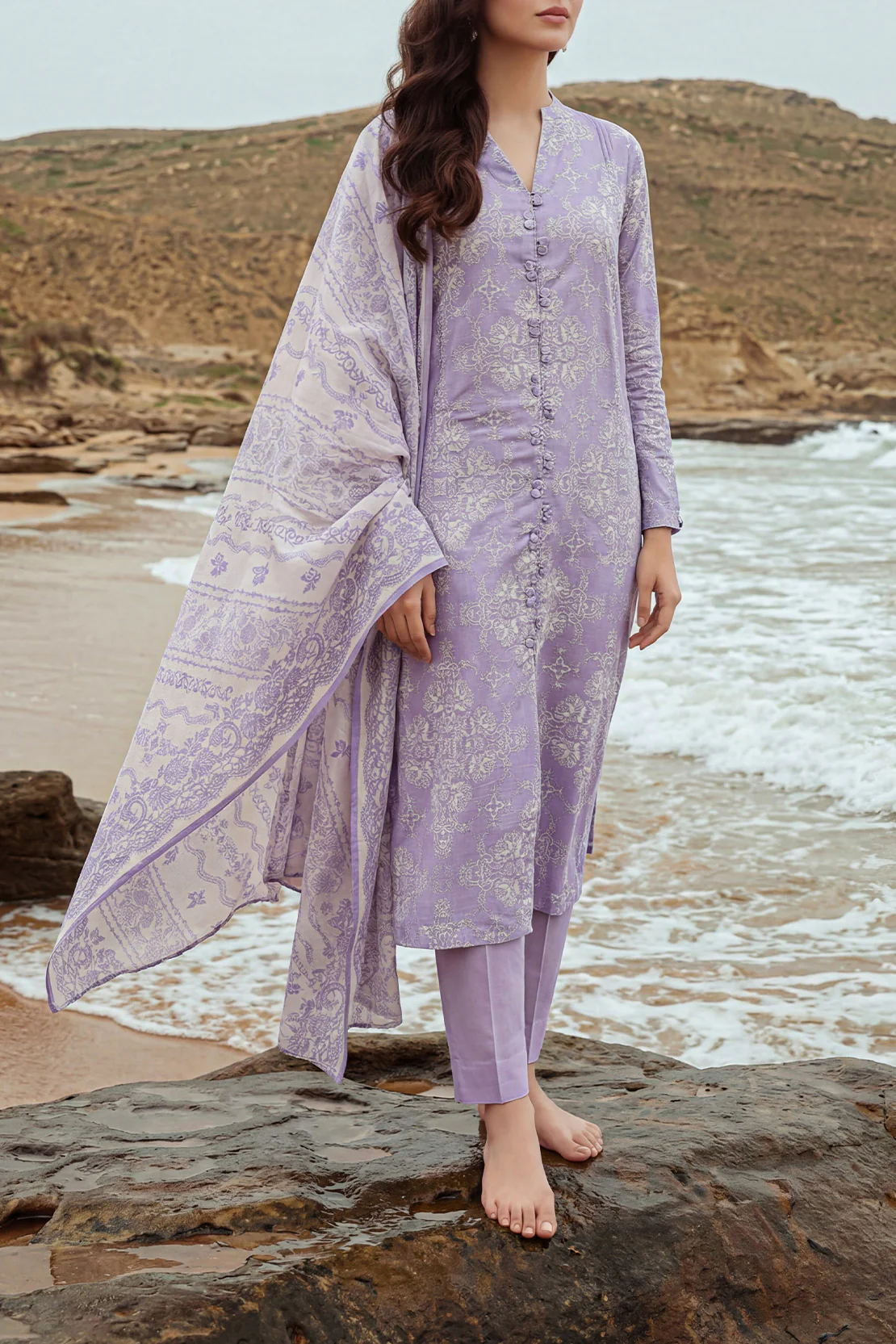 Unstitched Printed Lawn 3 Piece