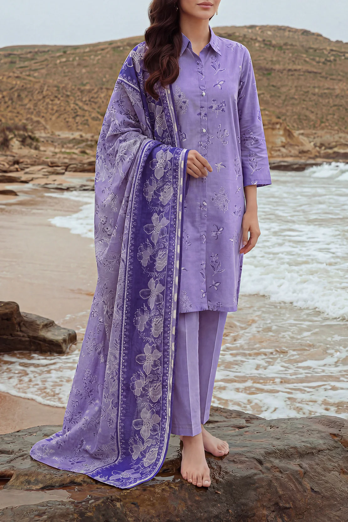 Unstitched Printed Lawn 3 Piece