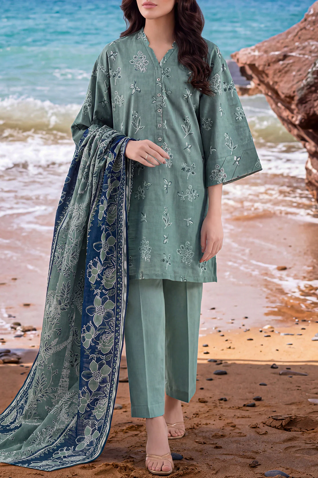 Unstitched Printed Lawn 3 Piece