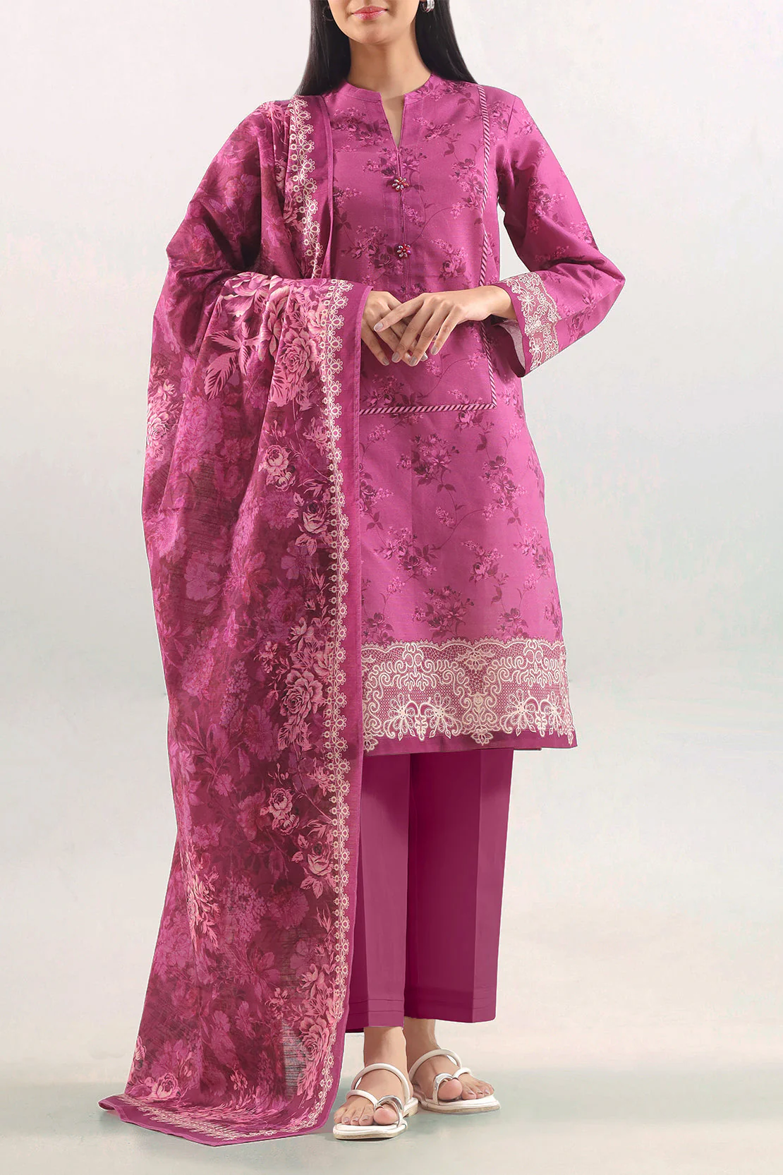 Unstitched Printed Lawn 3 Piece