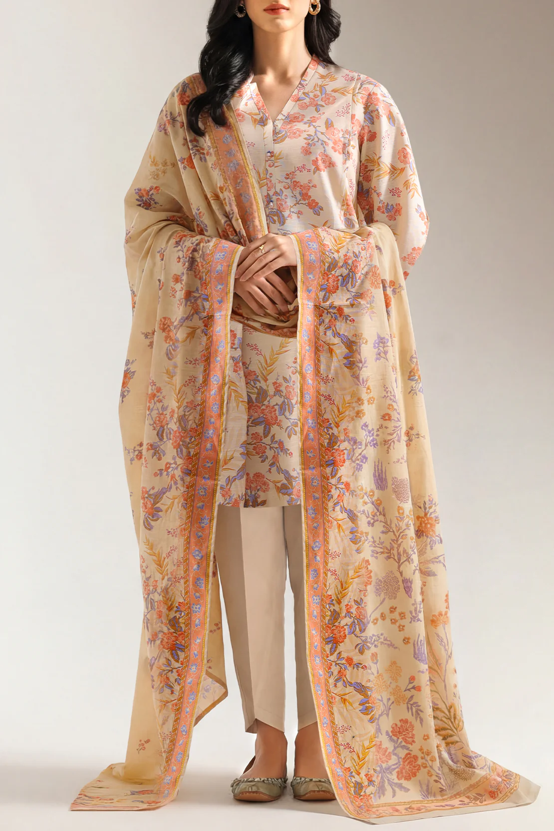 Unstitched Printed Lawn 3 Piece
