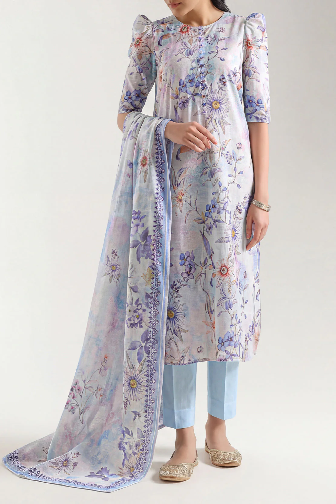 Unstitched Printed Lawn 3 Piece