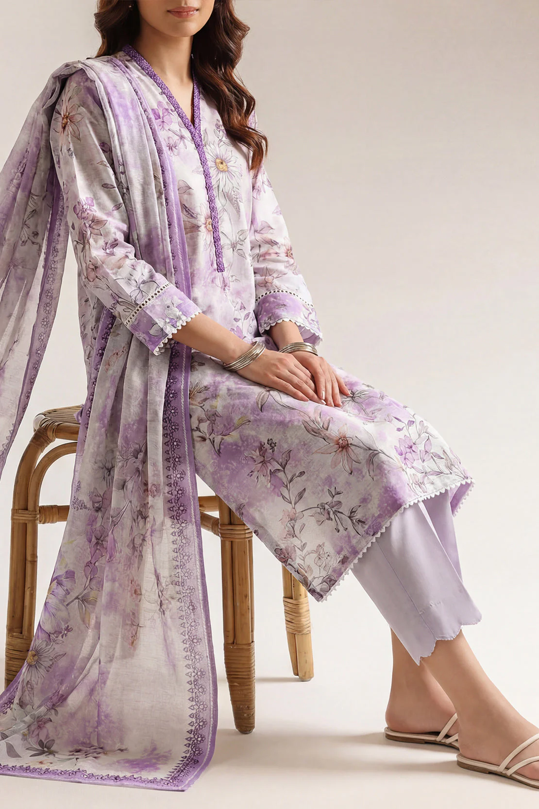 Unstitched Printed Lawn 3 Piece
