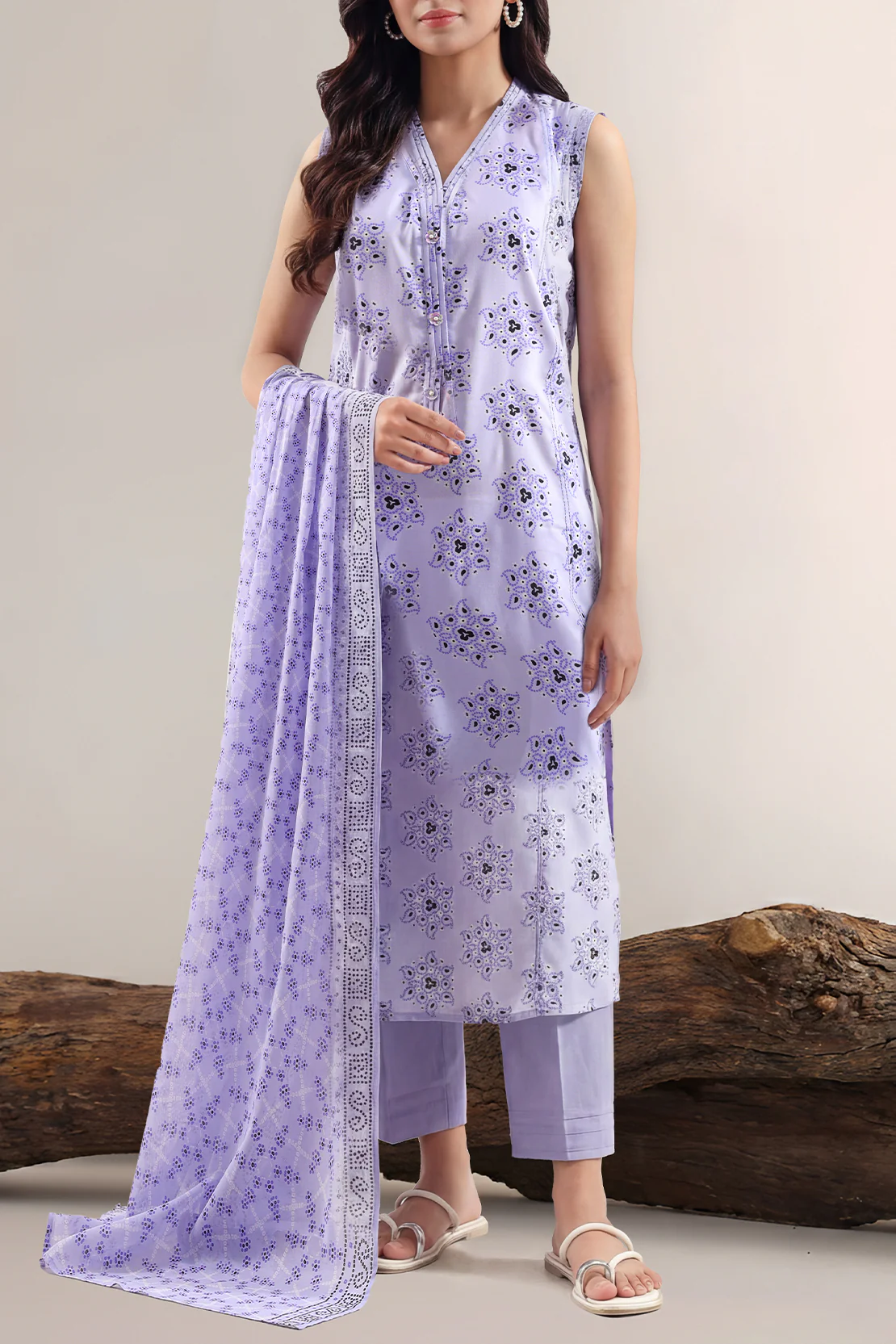 Unstitched Printed Lawn 3 Piece