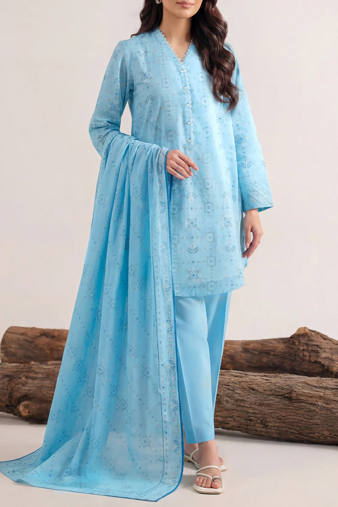 Unstitched Printed Lawn 3 Piece