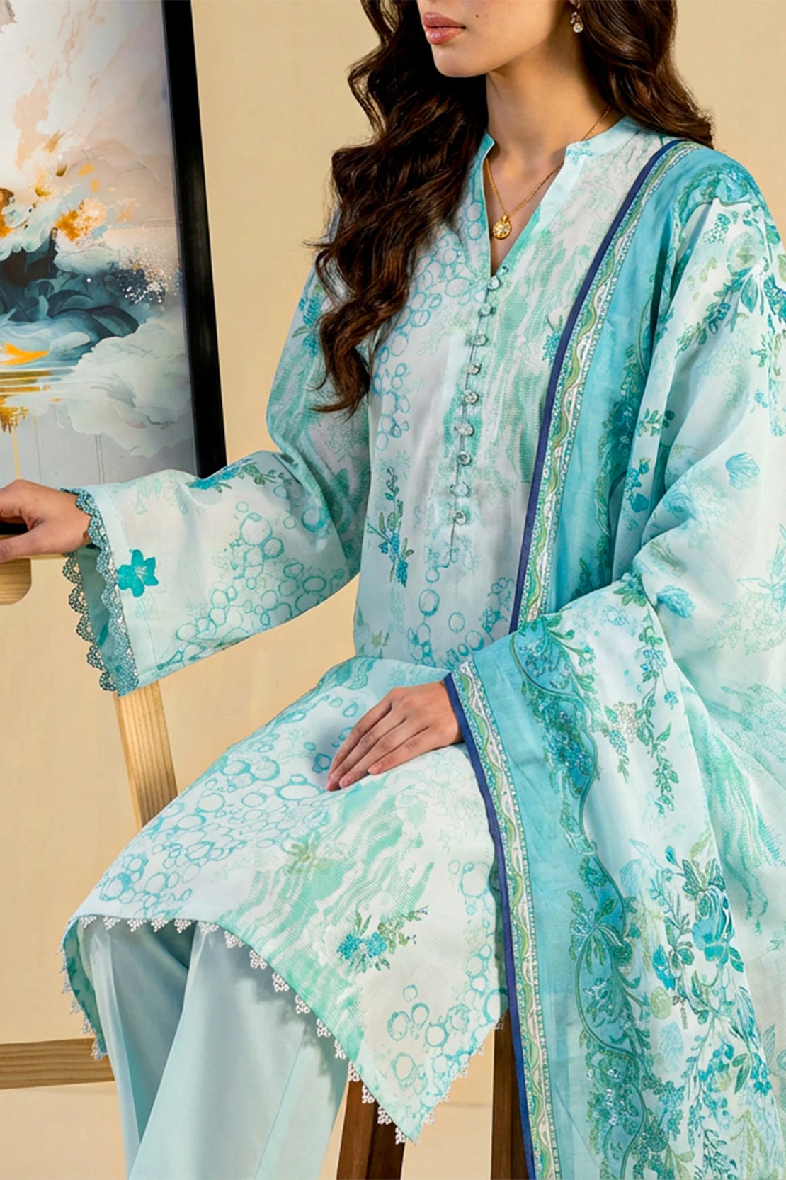 Unstitched Printed Lawn 3 Piece