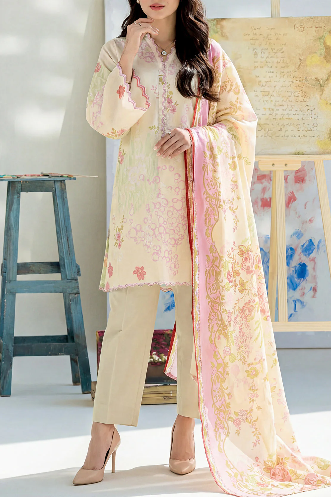 Unstitched Printed Lawn 3 Piece