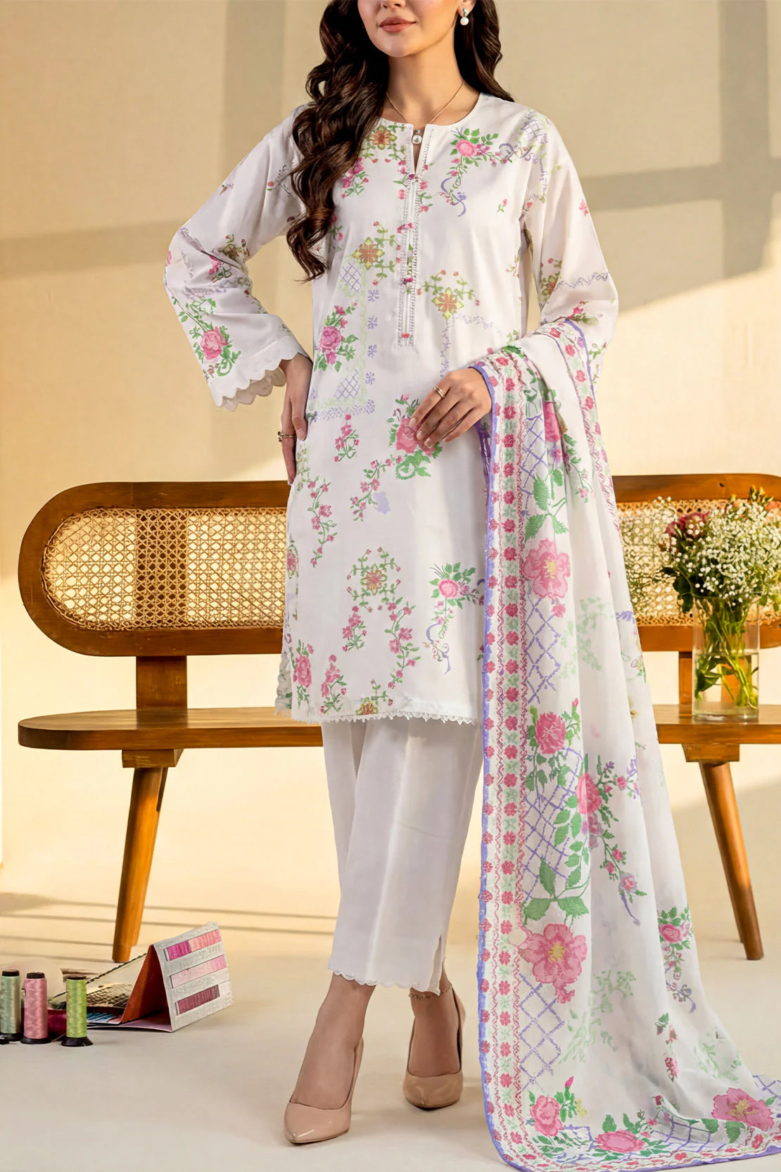 Unstitched Printed Lawn 3 Piece