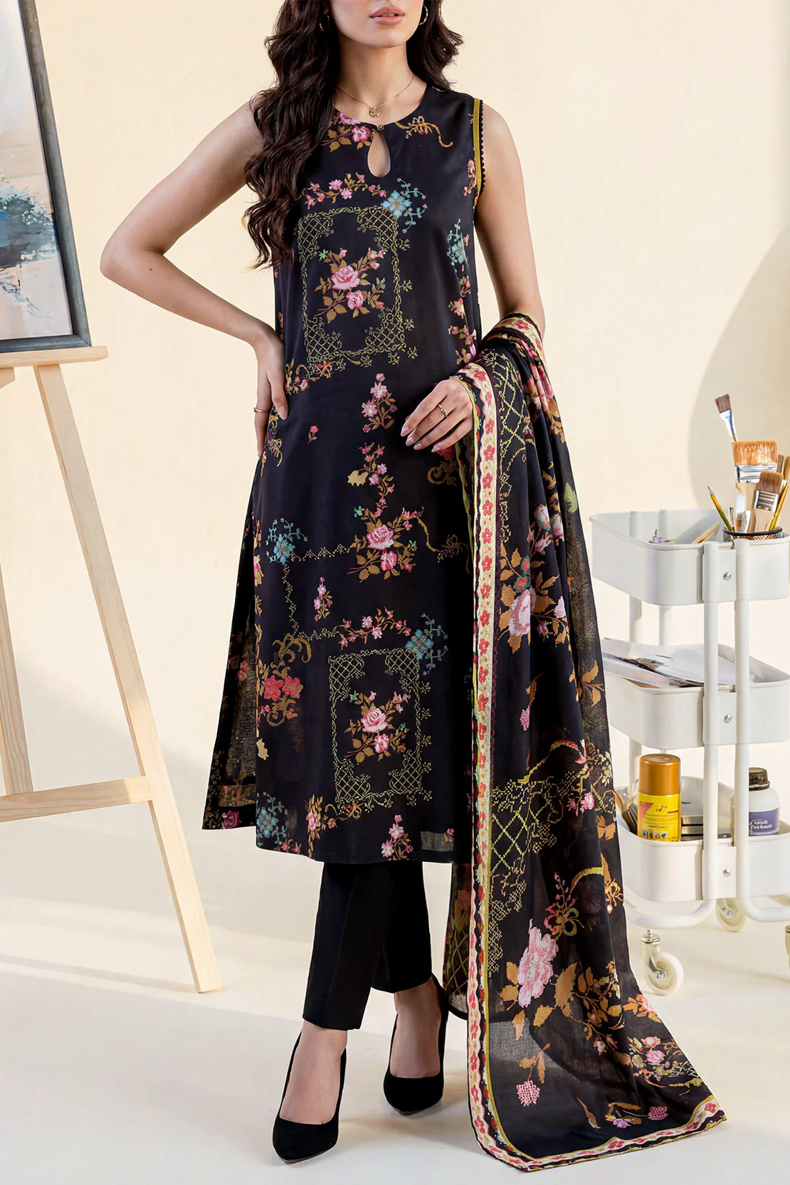 Unstitched Printed Lawn 3 Piece