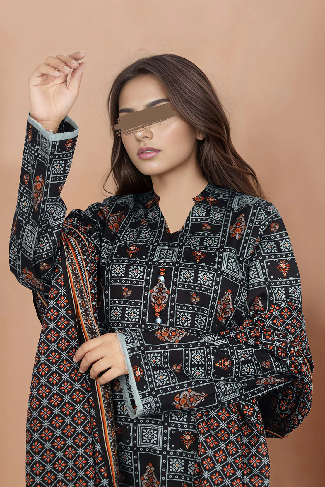 Unstitched Printed Lawn Shirt - Image 3