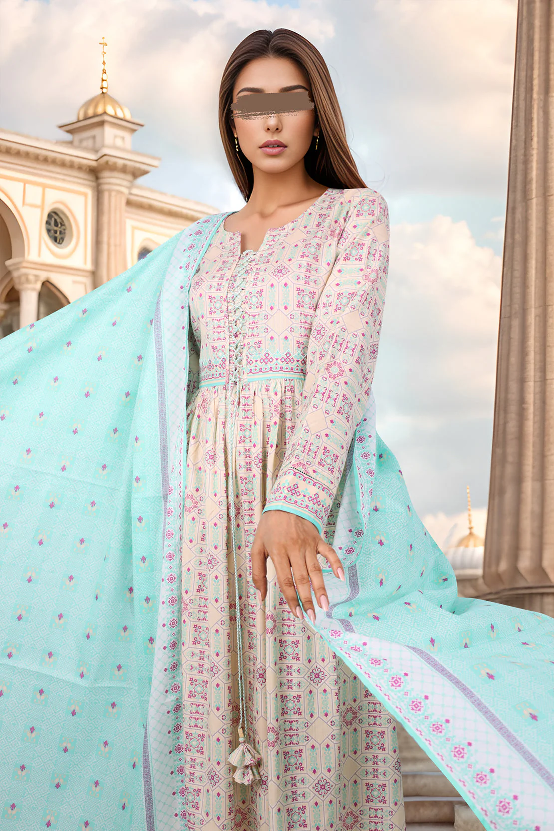 Unstitched Printed Lawn Shirt - Image 2
