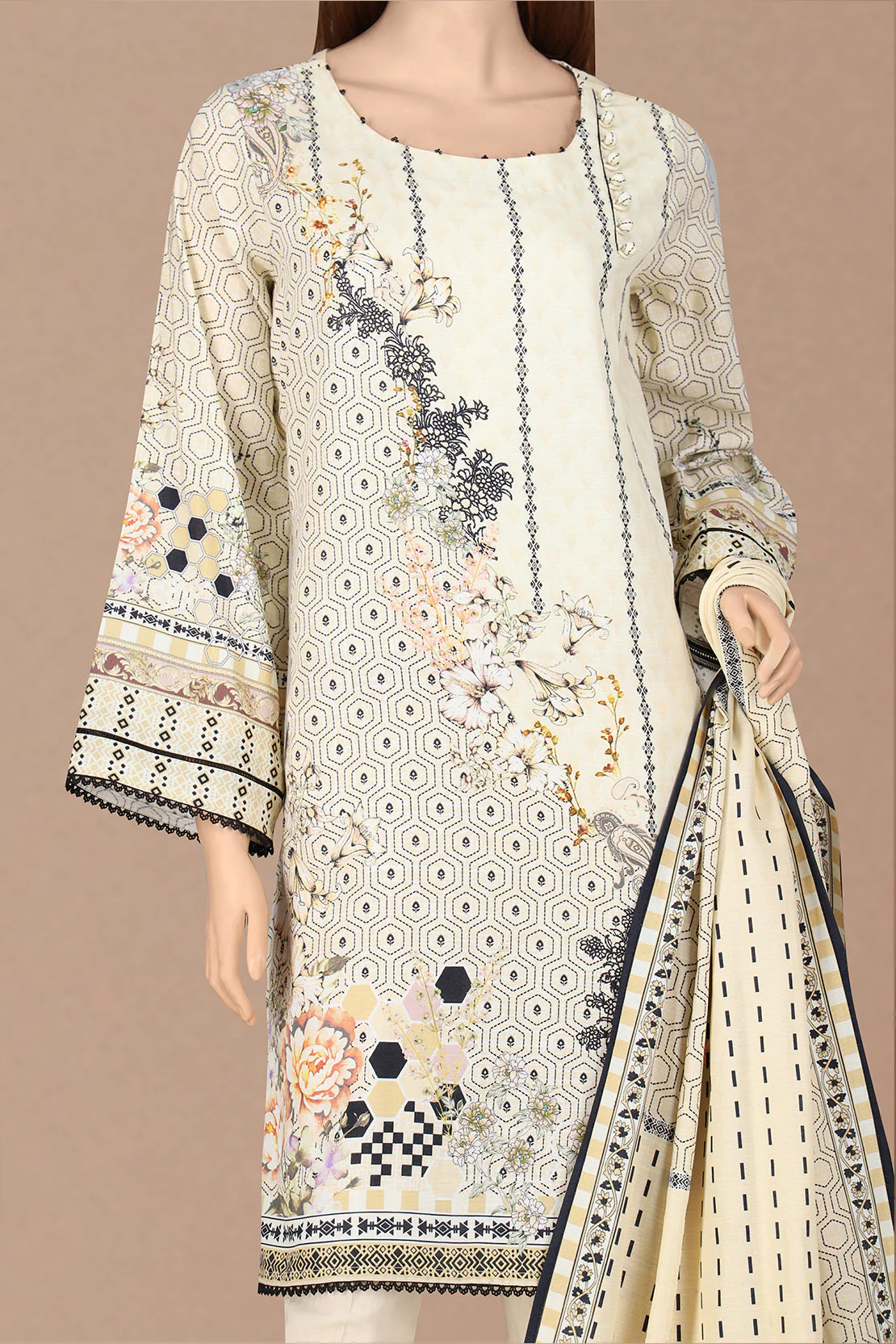 Unstitched Printed Lawn Shirt - Image 2