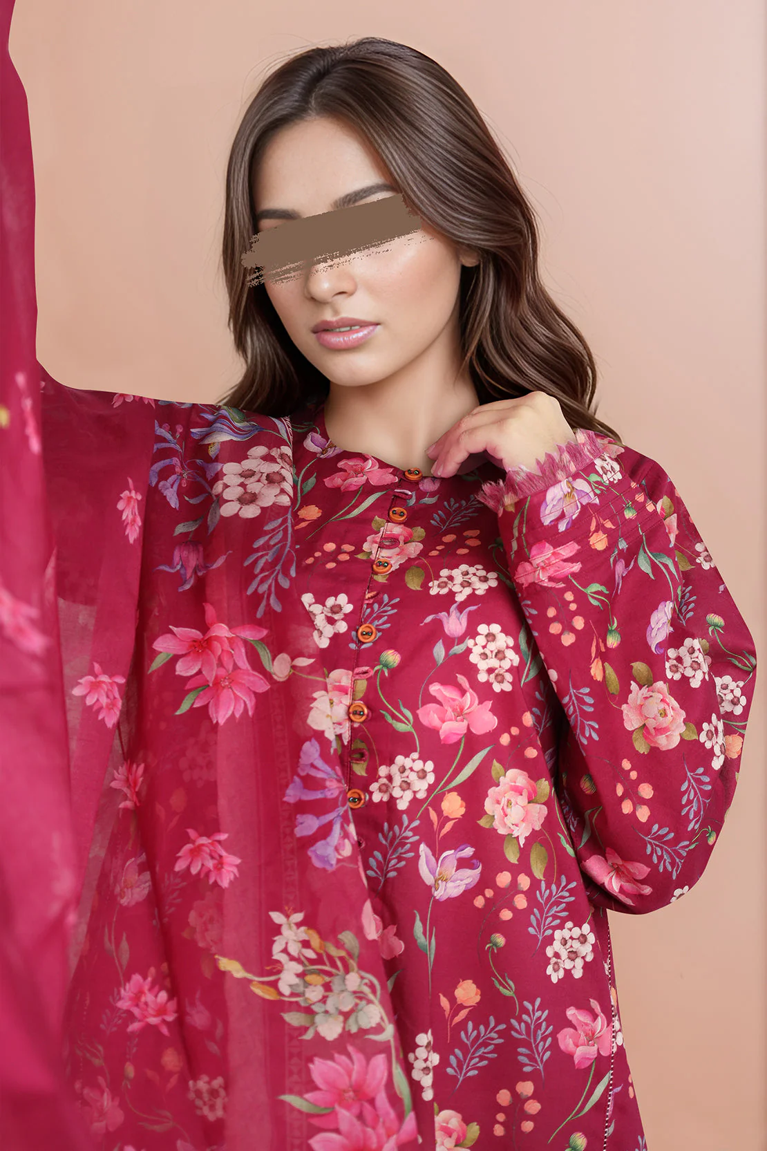 Unstitched Printed  Lawn Shirt - Image 3