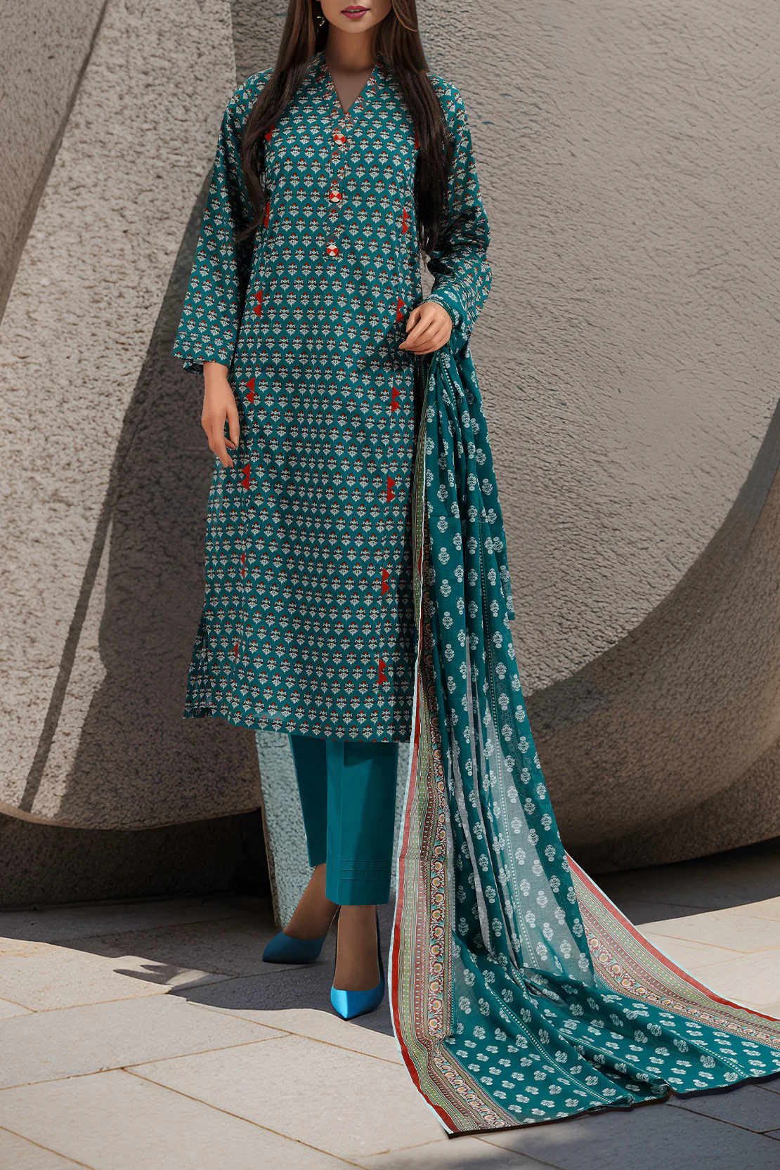 Unstitched Printed Lawn Shirt - Image 2