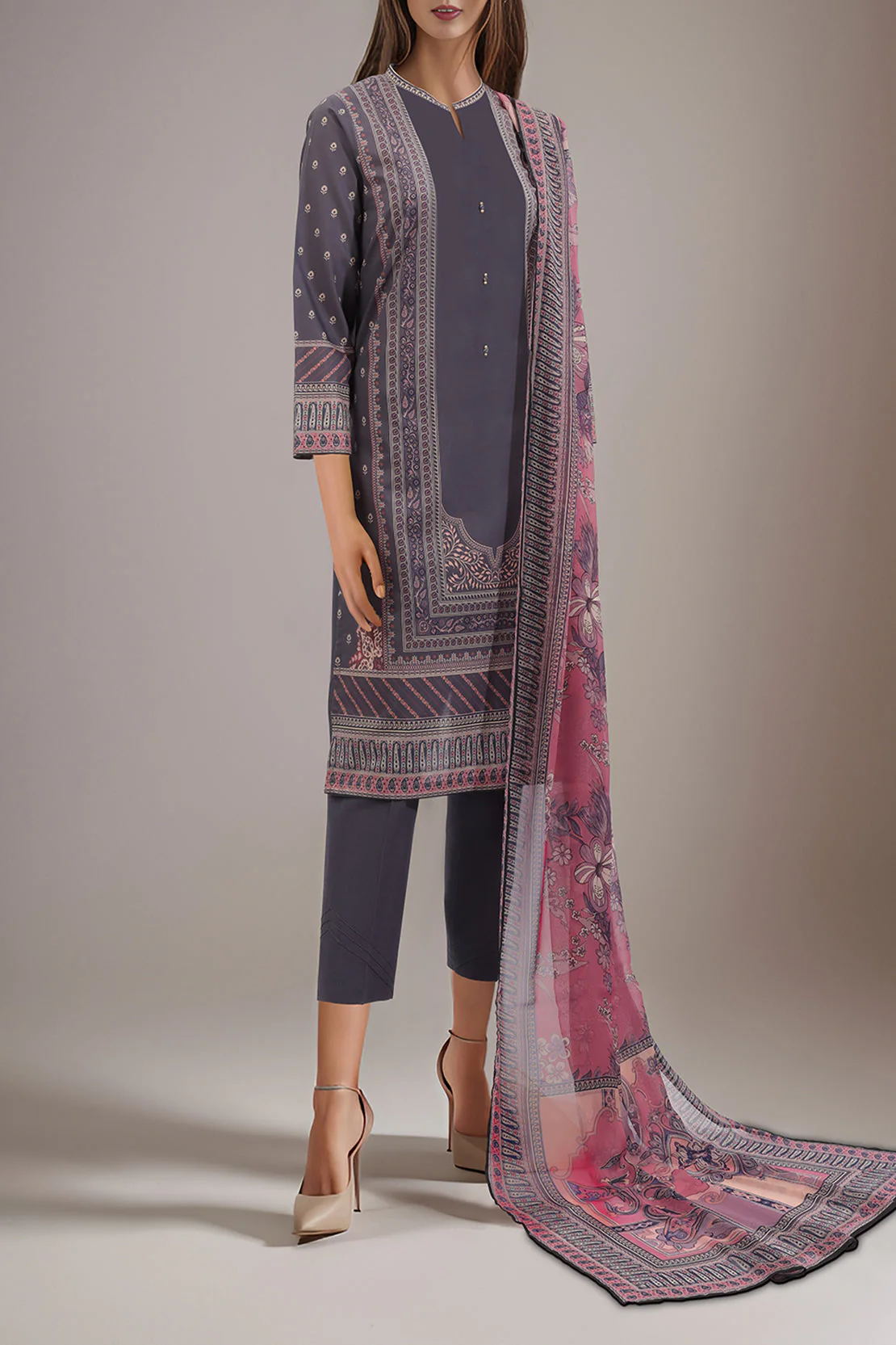 Unstitched Printed Lawn Shirt - Image 2