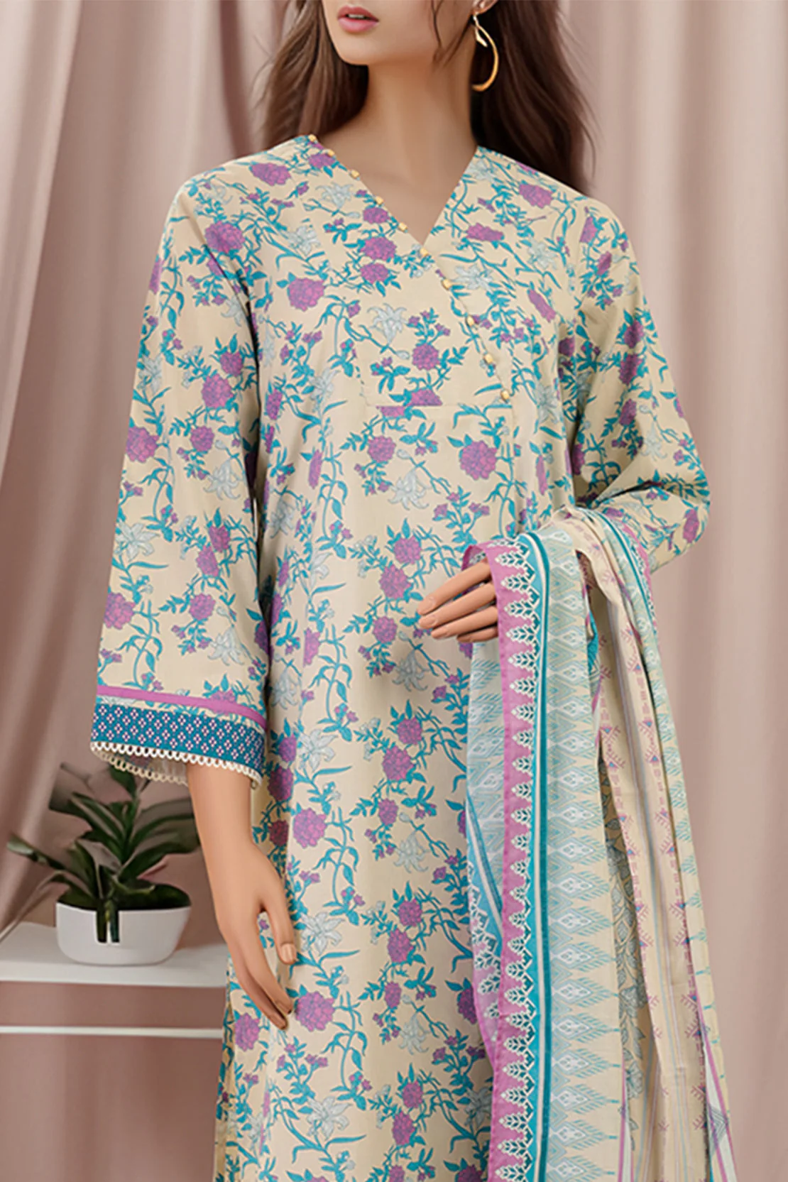 Unstitched Printed Lawn Shirt