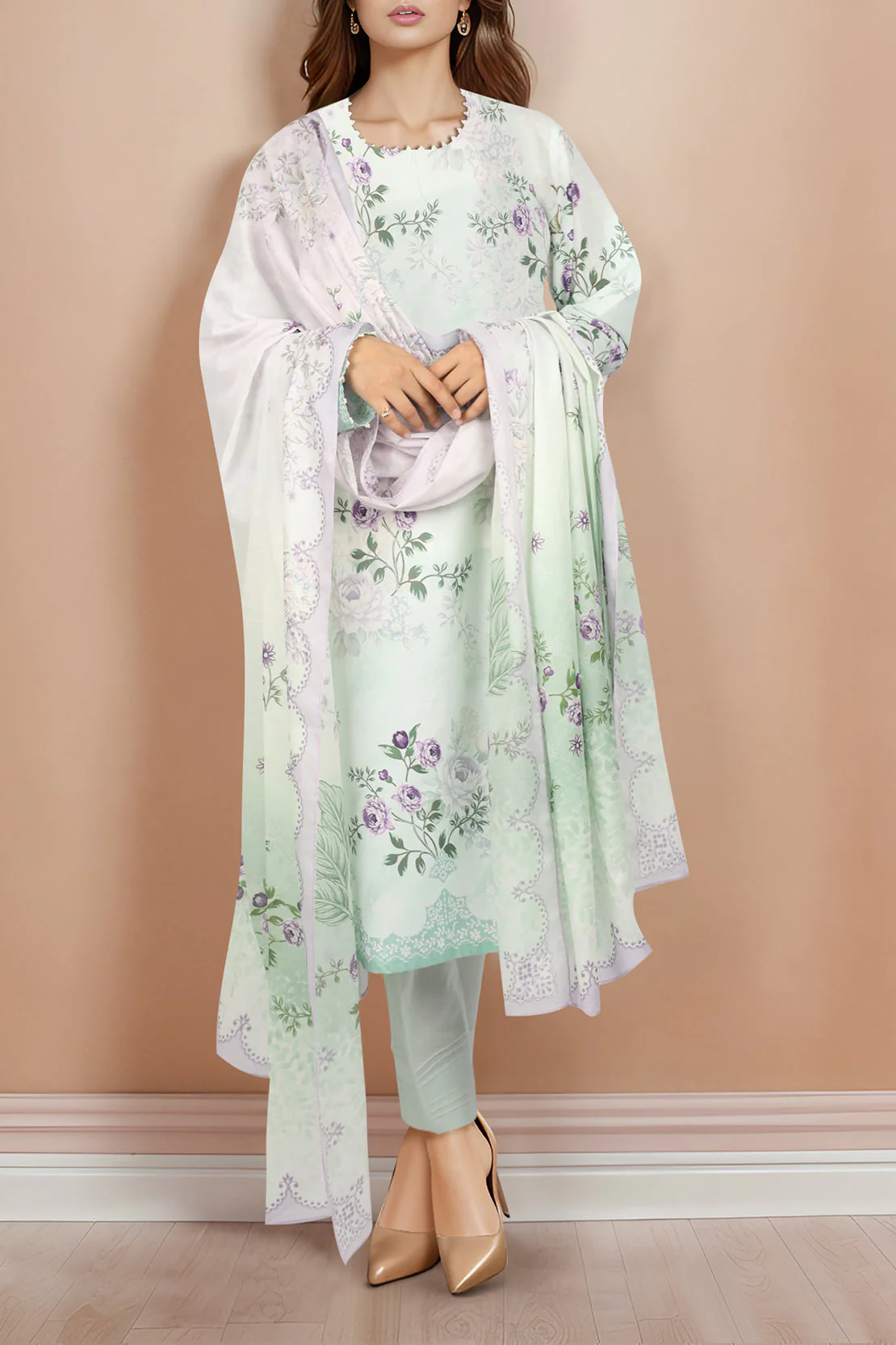 Unstitched Printed Lawn Shirt - Image 2