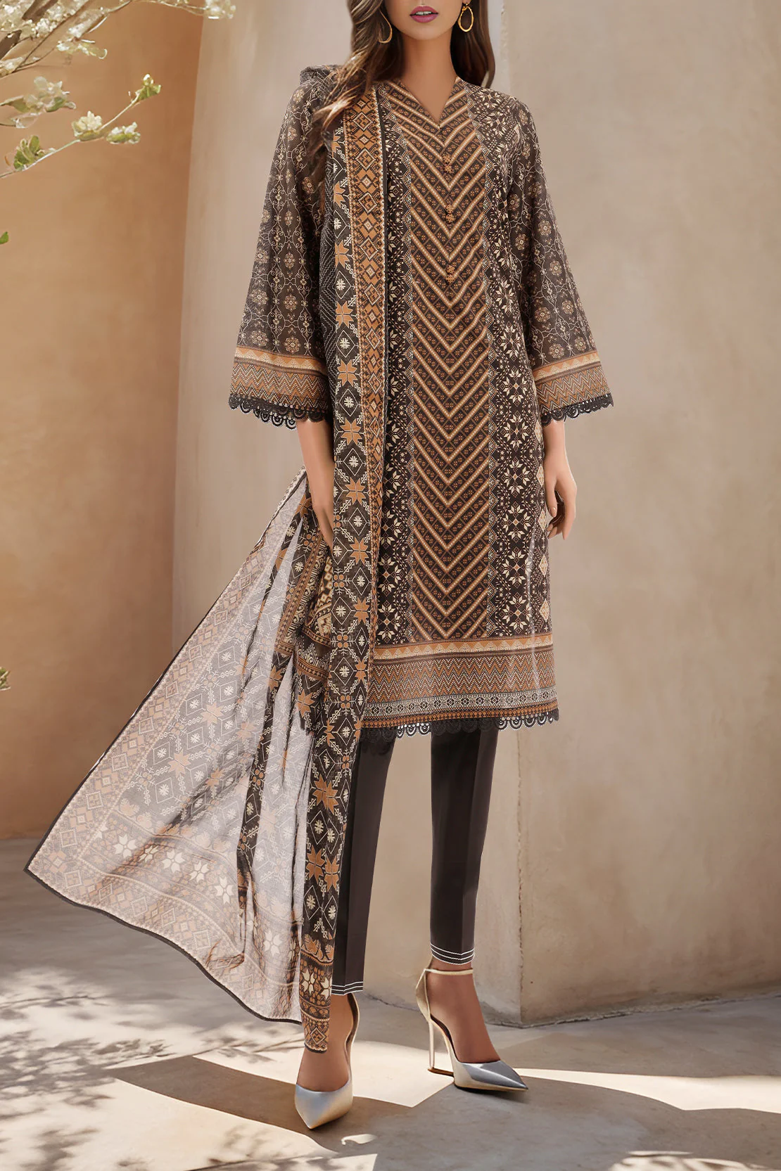 Unstitched Printed  Lawn Shirt - Image 2