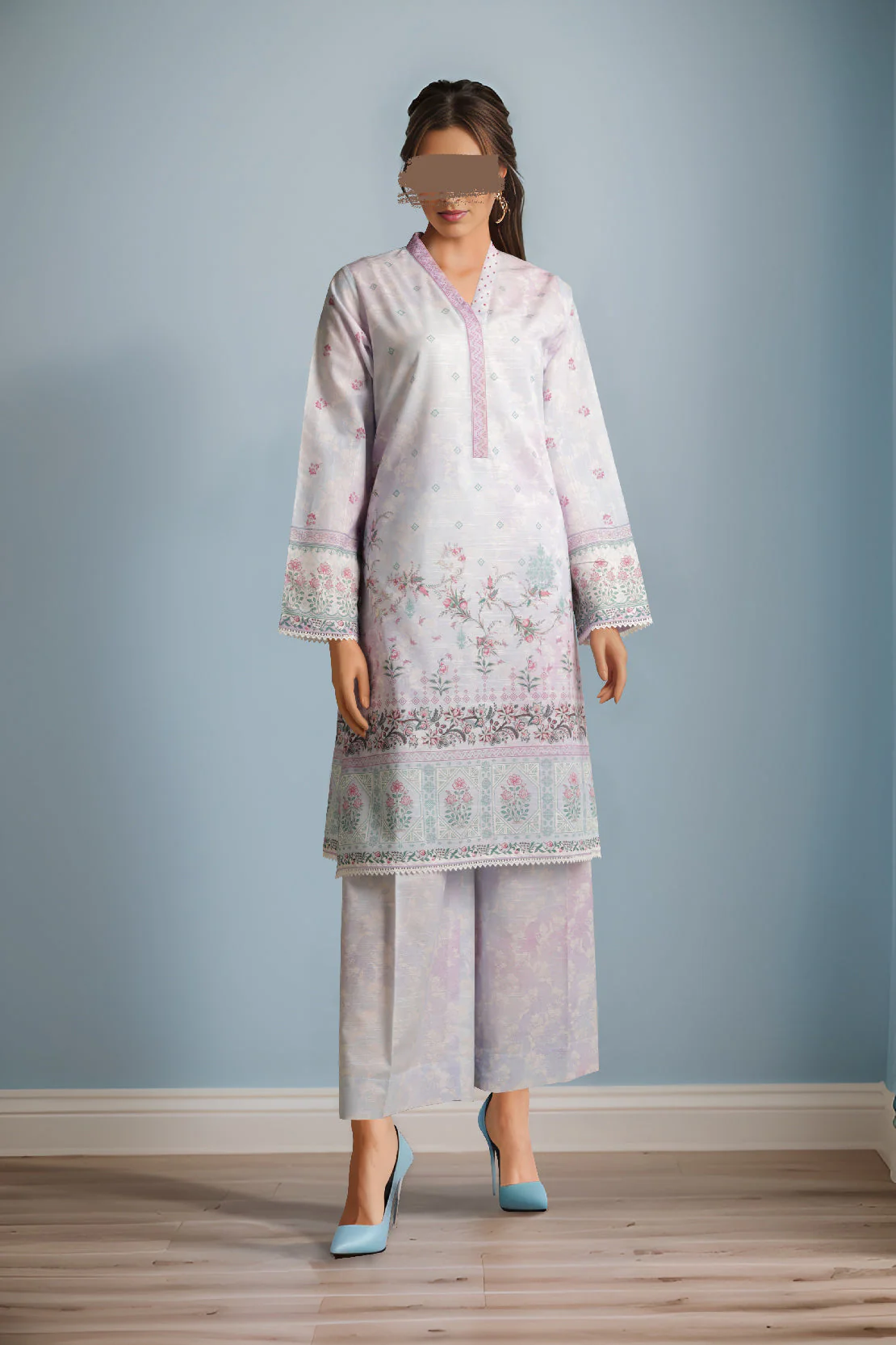 Unstitched Printed Linen 2 Piece (Shirt/Trouser) - Image 2