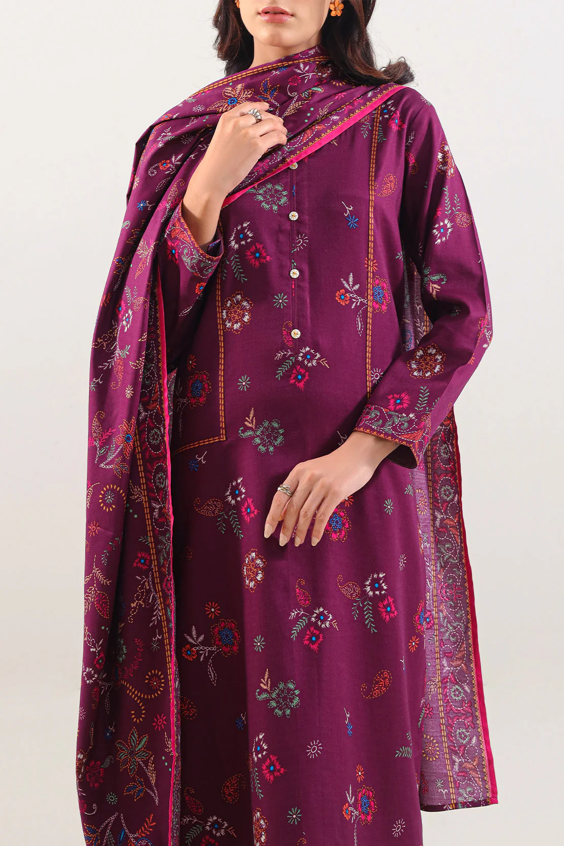 Unstitched Printed Pashmina 3 Piece - Image 3