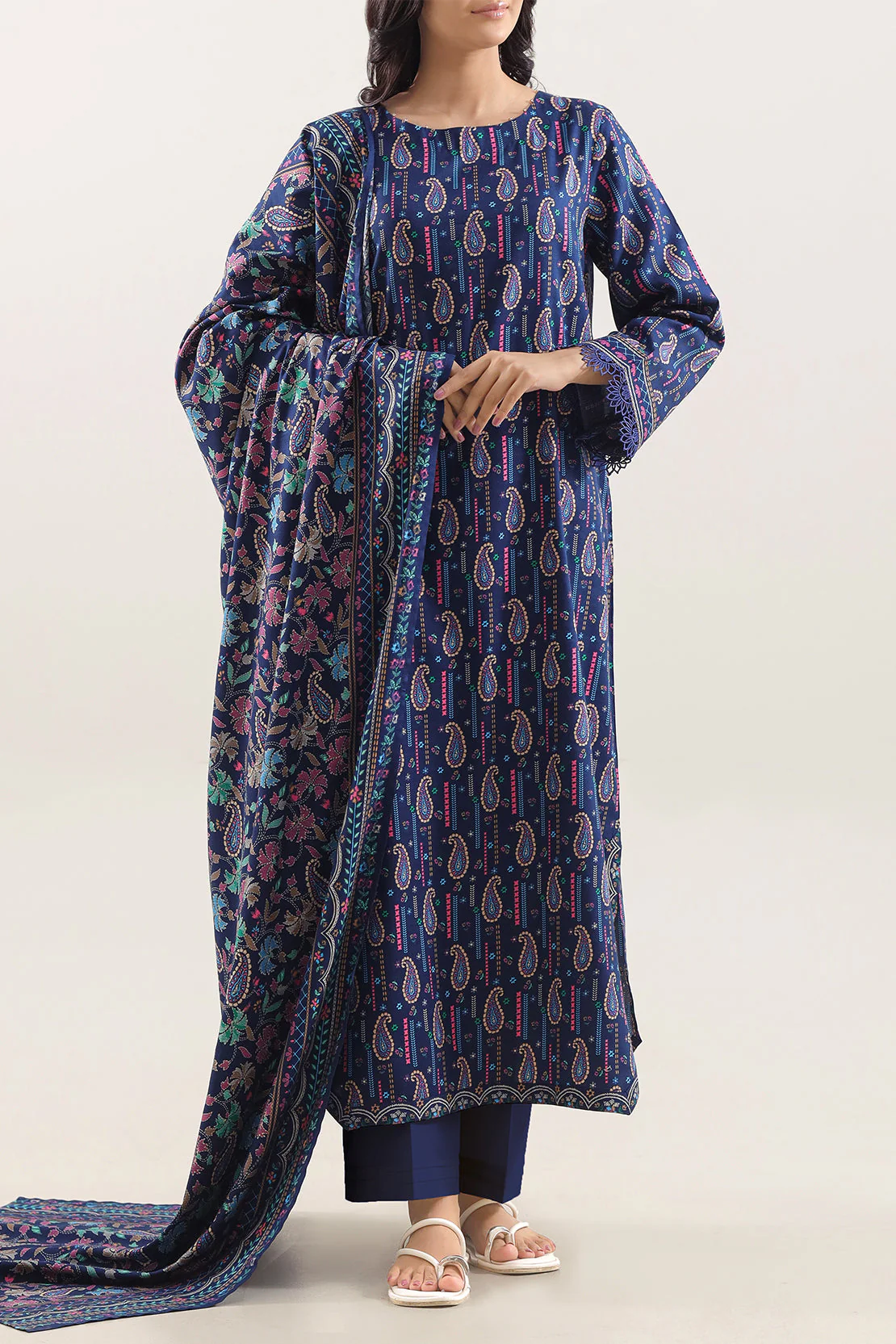 Unstitched Printed Pashmina 3 Piece