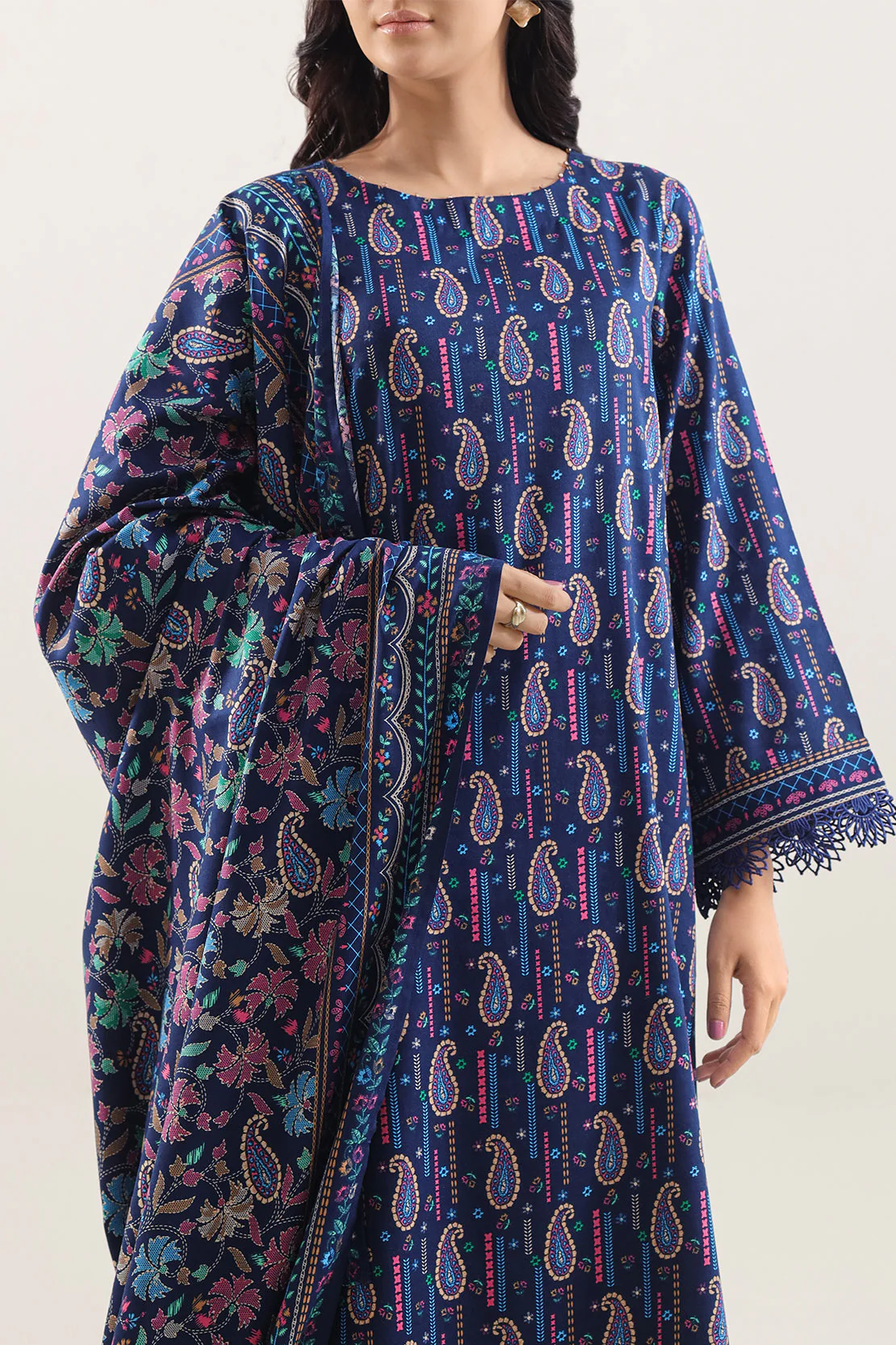 Unstitched Printed Pashmina 3 Piece - Image 2