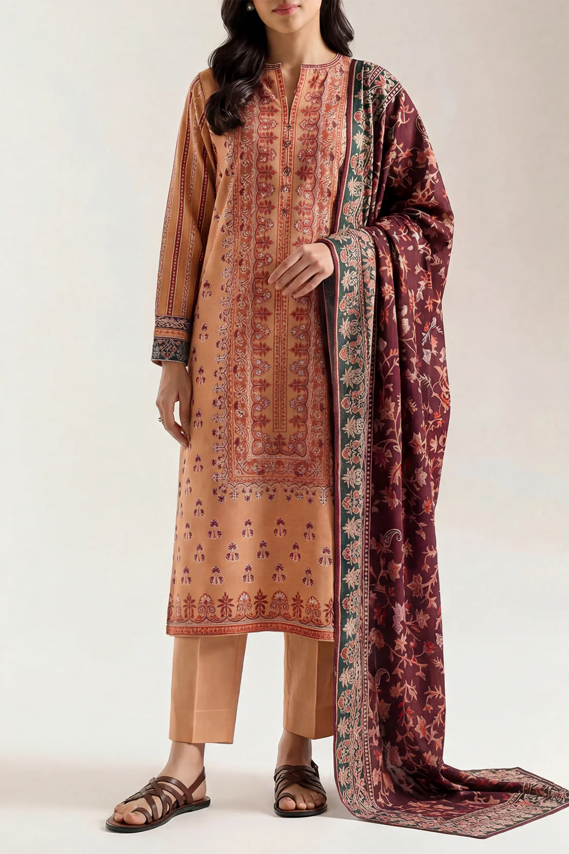 Unstitched Printed Pashmina 3 Piece - Image 2