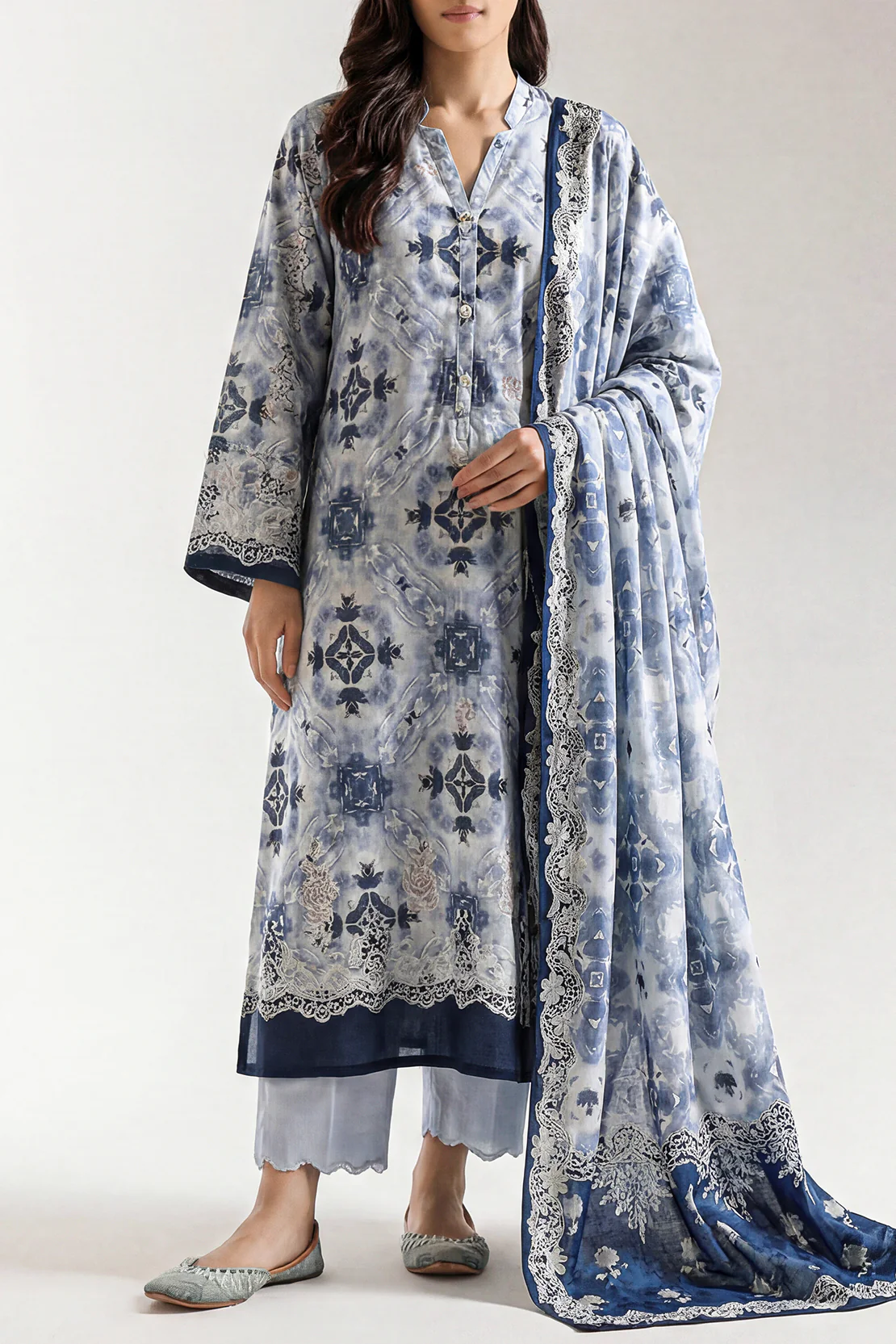 Unstitched Printed Pashmina 3 Piece