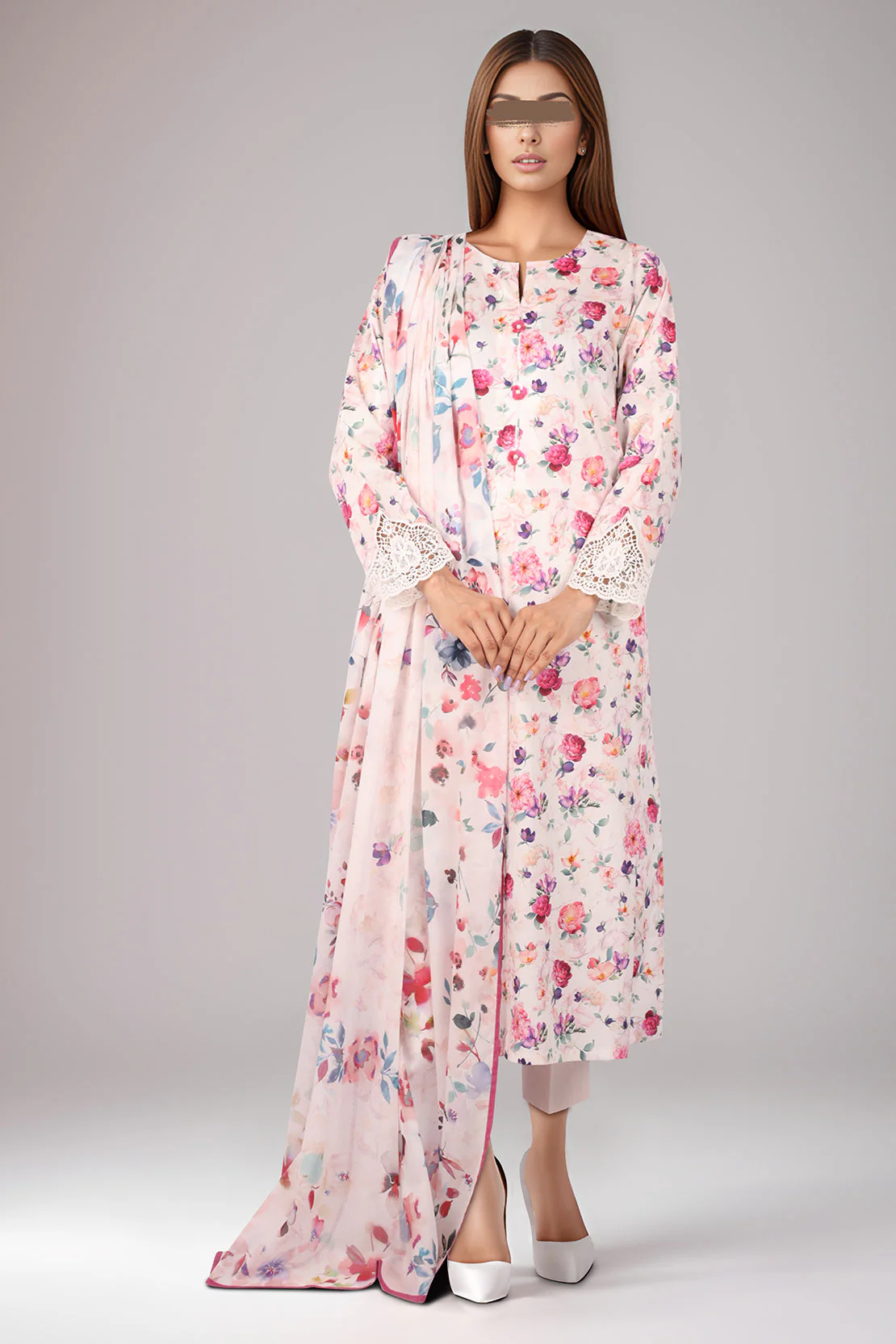 Unstitched Printed Self Jacquard 2 Piece (Shirt/Dupatta) - Image 2
