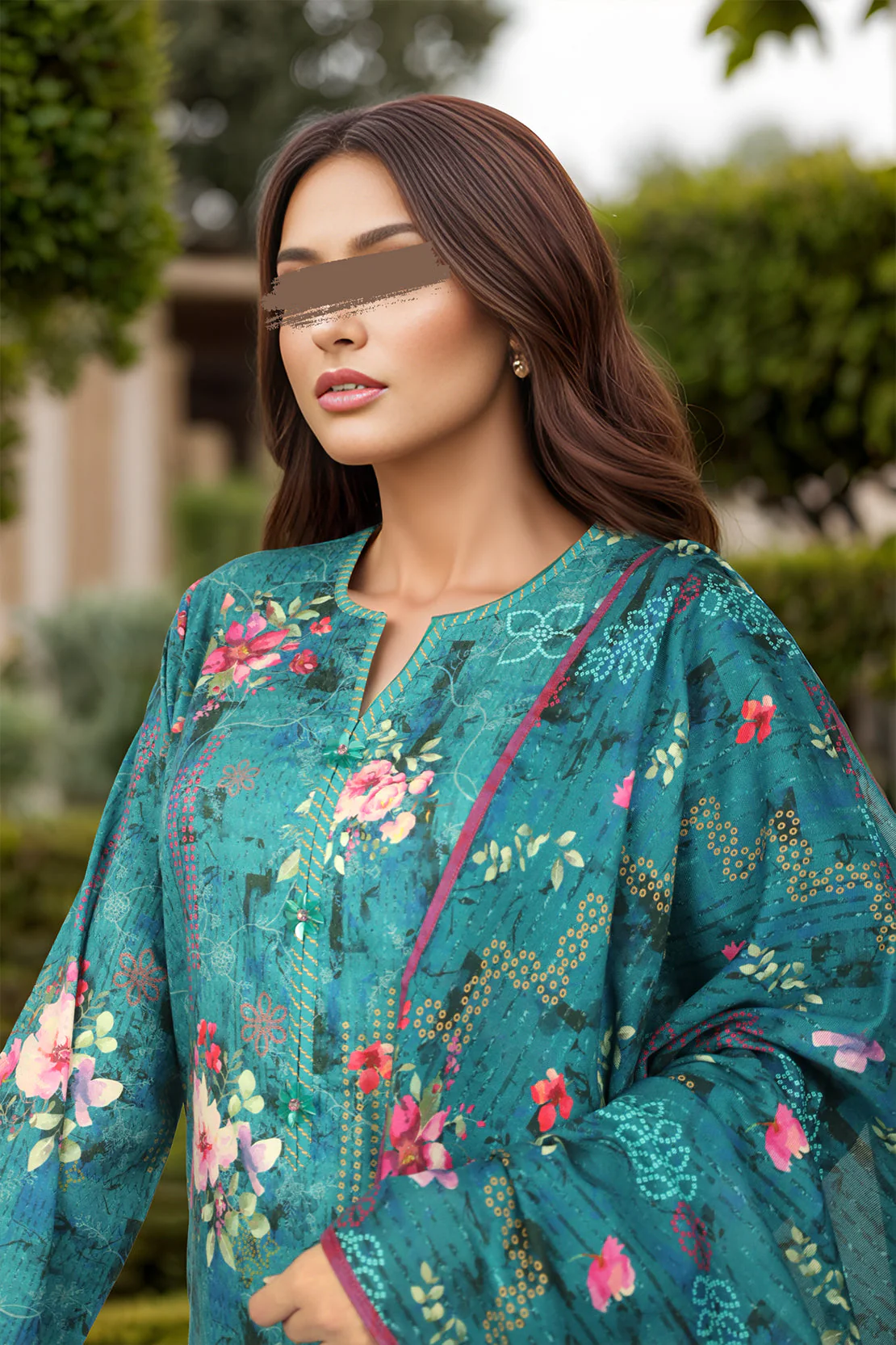 Unstitched Printed Self Jacquard 2 Piece (Shirt/Dupatta) - Image 2