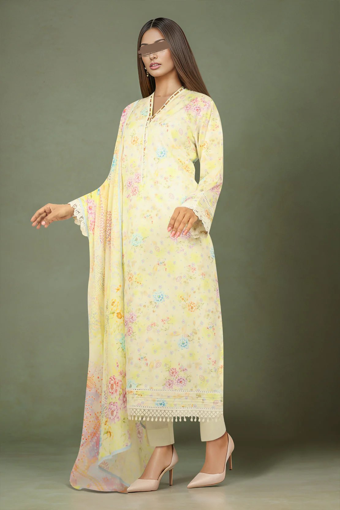 Unstitched Printed Self Jacquard 2 Piece (Shirt/Dupatta)