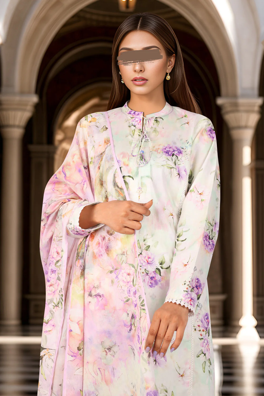 Unstitched Printed Self Jacquard 3 Piece - Image 2
