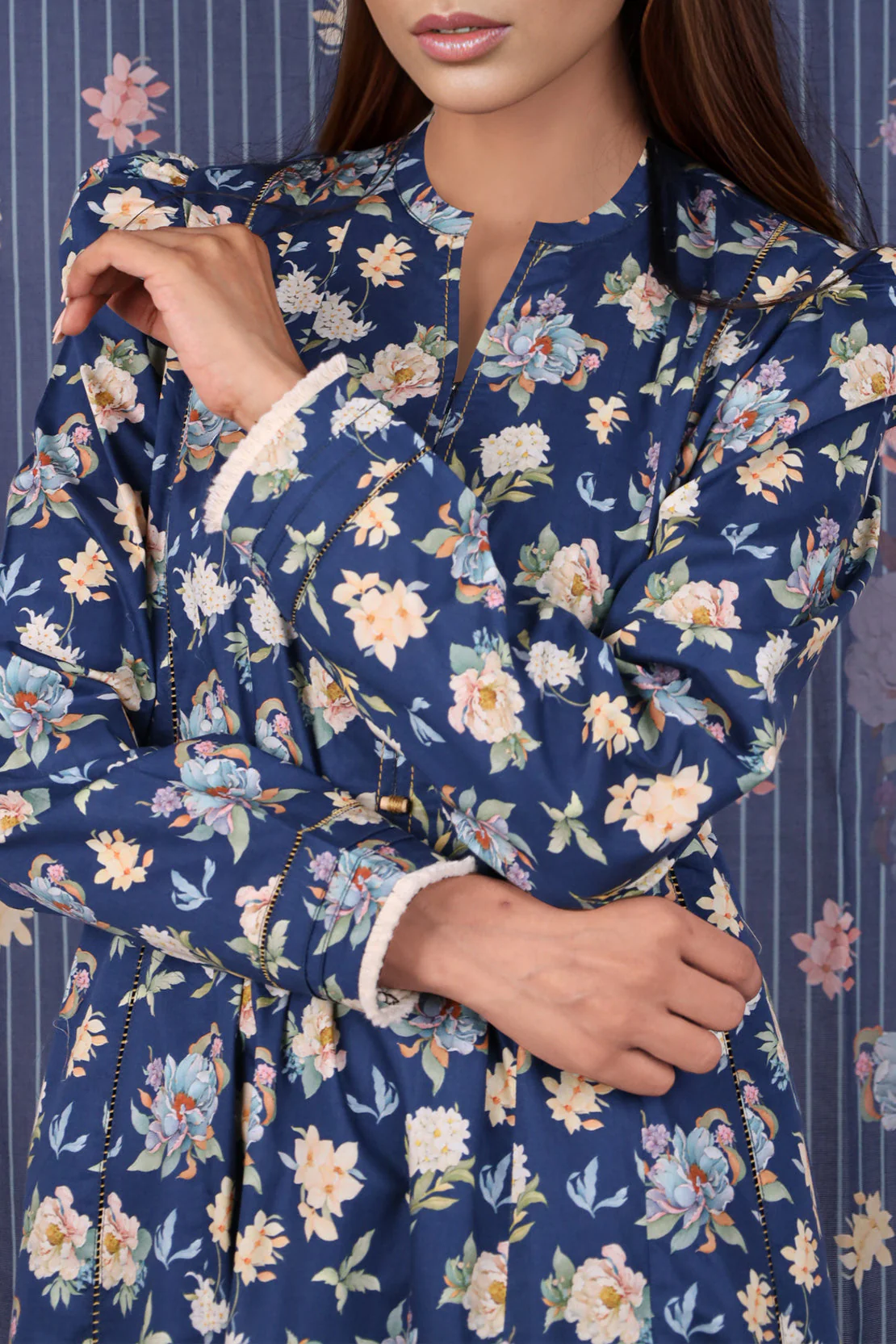 Unstitched Printed Self Jacquard Shirt