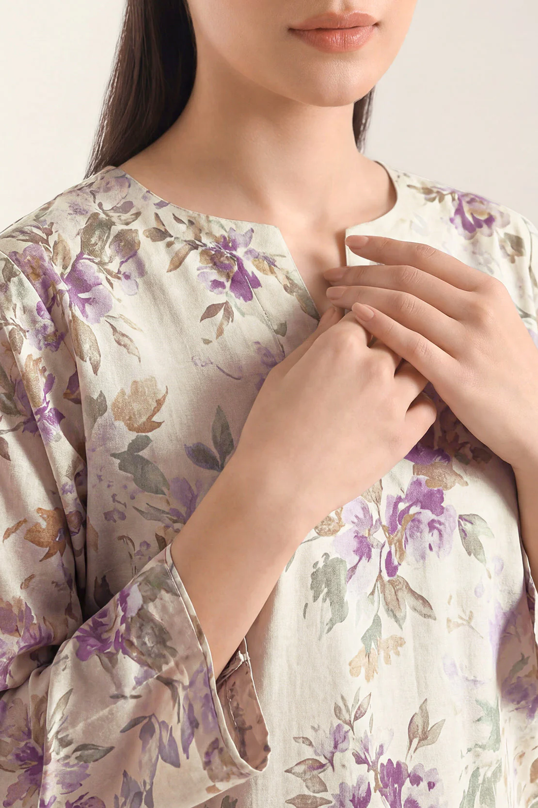 Unstitched Printed Self Jacquard Shirt - Image 3