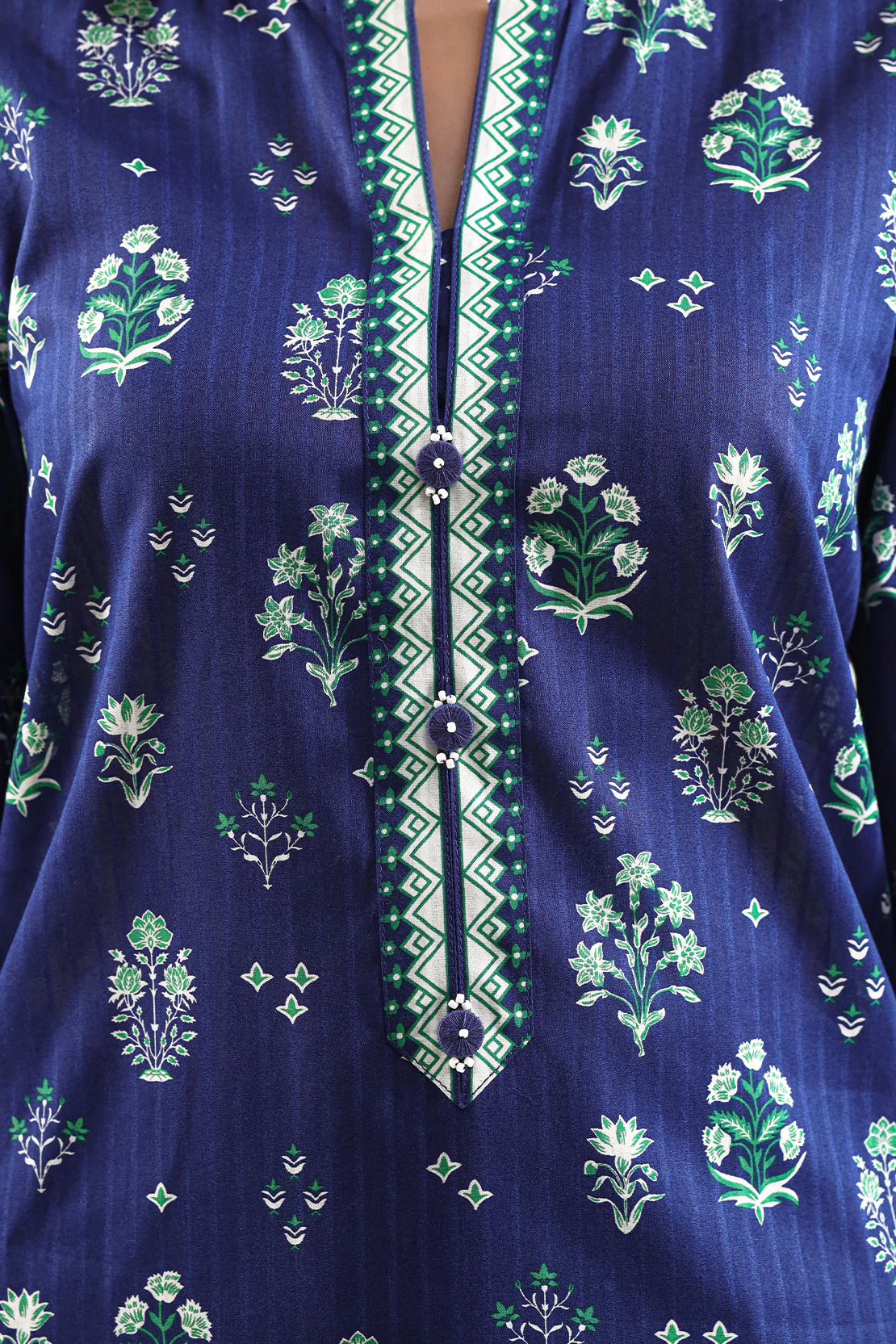 Unstitched Printed Self Strip Lawn 2 Piece (Shirt/Dupatta) - Image 3