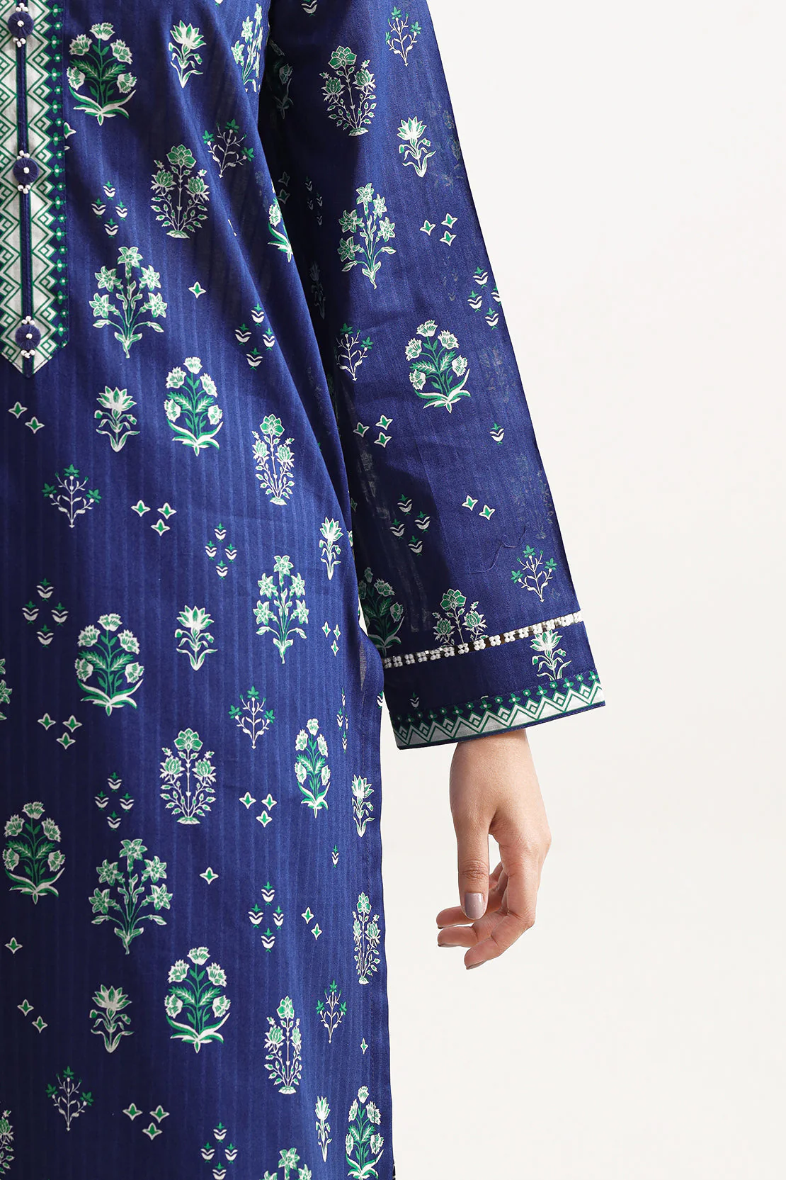 Unstitched Printed Self Strip Lawn 2 Piece (Shirt/Dupatta) - Image 4