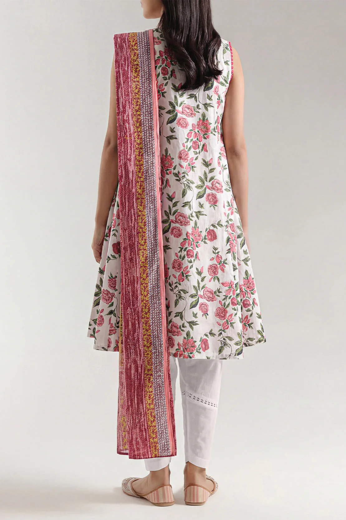 Unstitched Printed Self Strip Lawn 2 Piece (Shirt/Dupatta) - Image 3