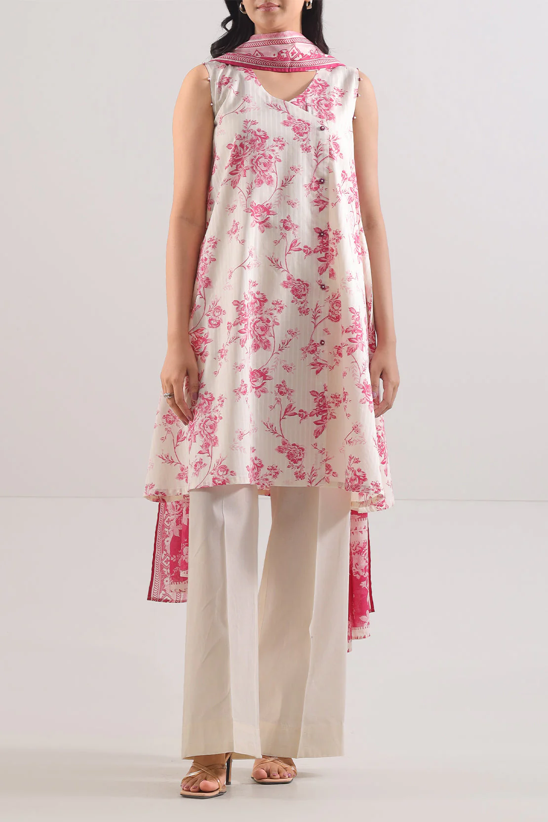Unstitched Printed Self Strip Lawn 2 Piece (Shirt/Trouser) - Image 3