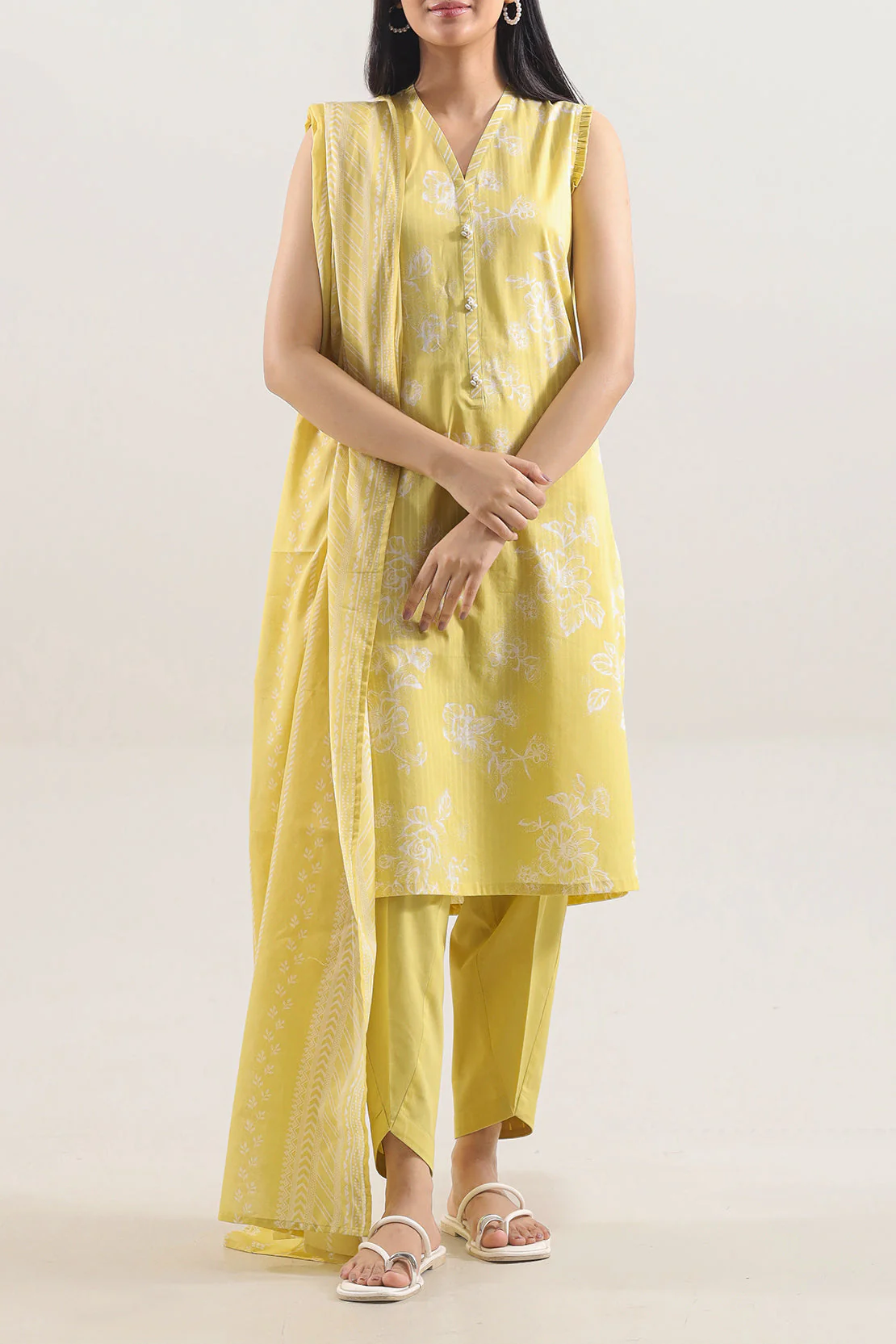 Unstitched Printed Self Strip Lawn 2 Piece (Shirt/Trouser) - Image 3