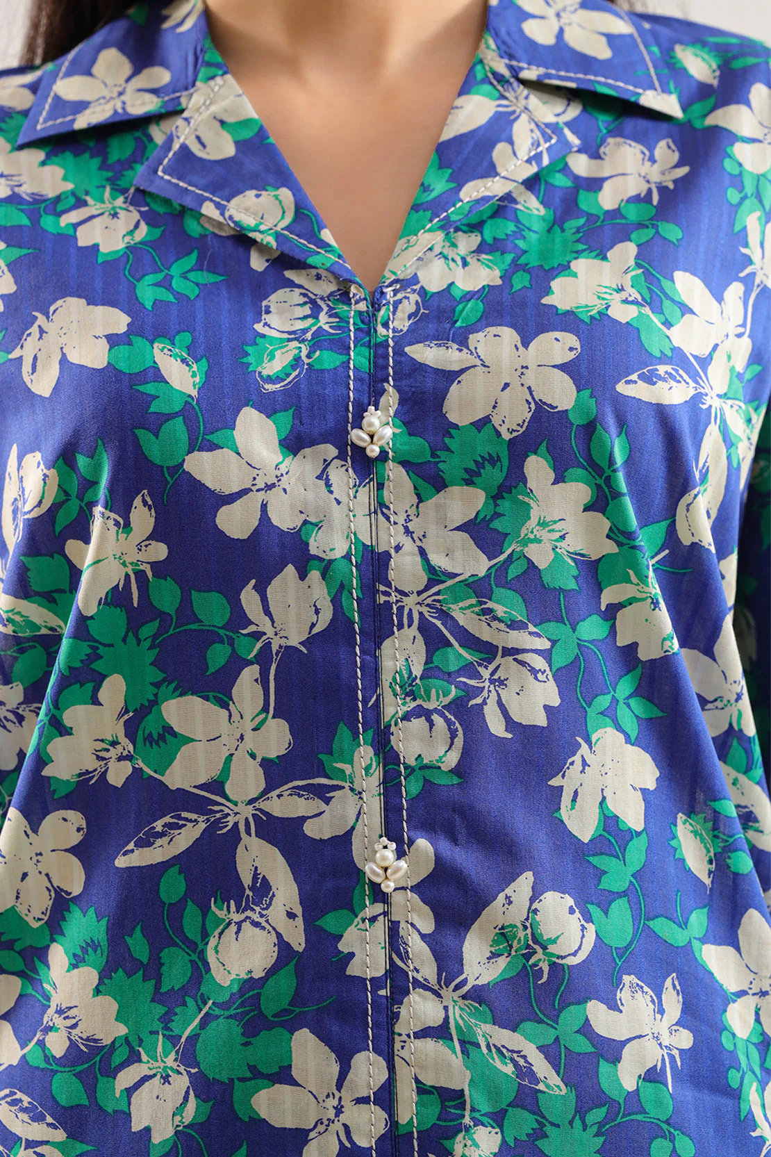 Unstitched Printed Self Strip Lawn 2 Piece (Shirt/Trouser) - Image 3