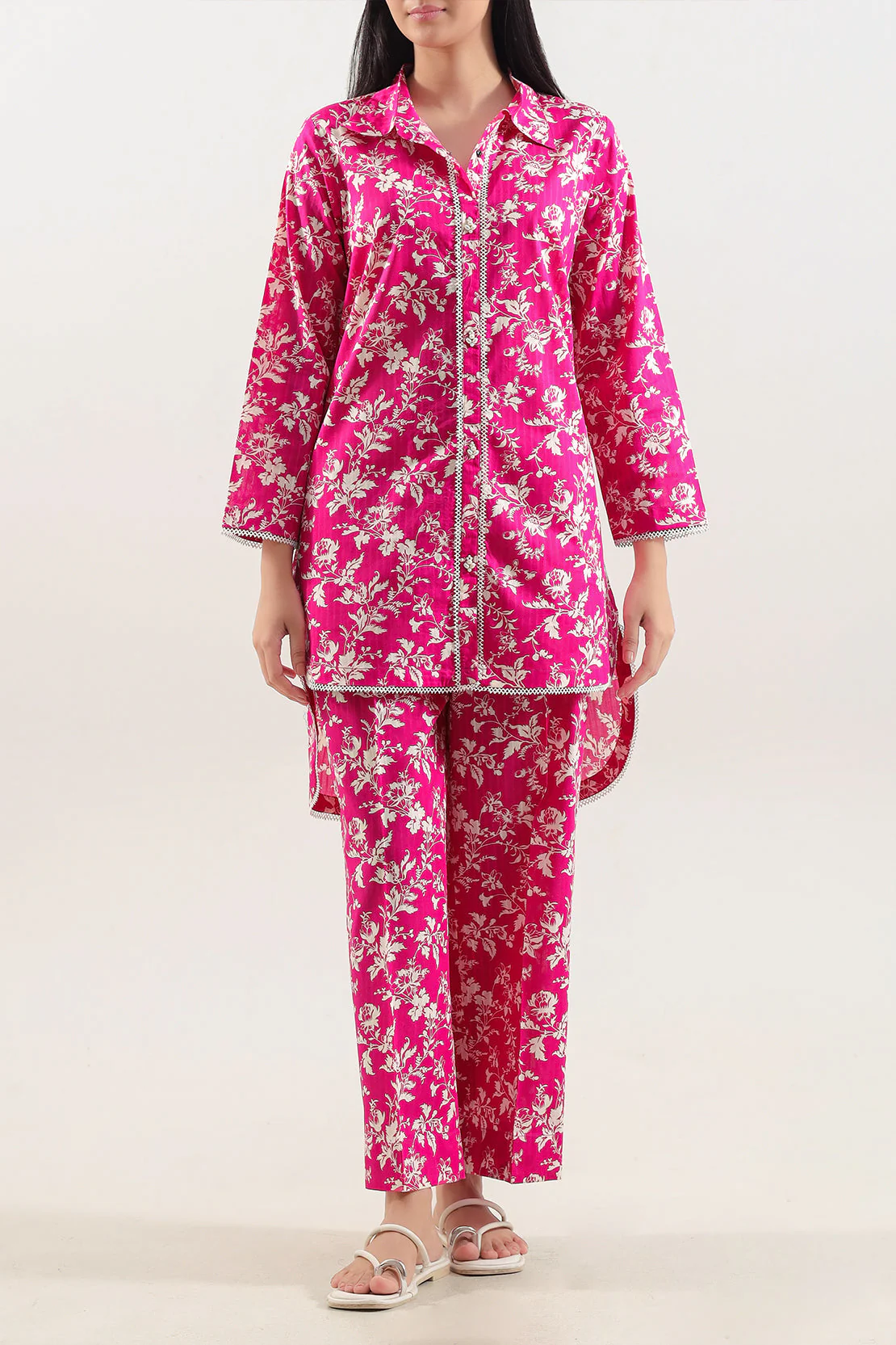 Unstitched Printed Self Strip Lawn 2 Piece (Shirt/Trouser)