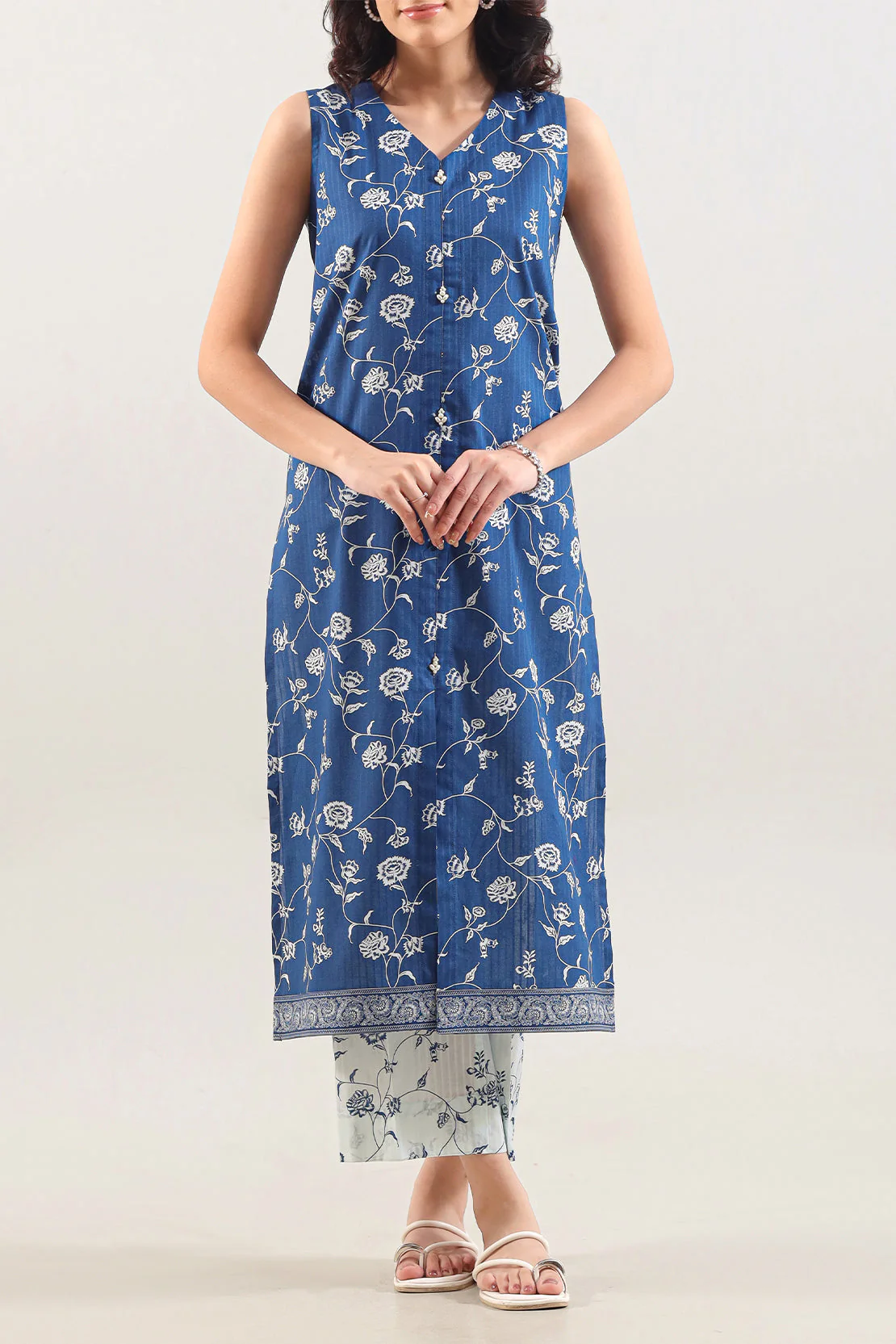 Unstitched Printed Self Strip Lawn 2 Piece (Shirt/Trouser)