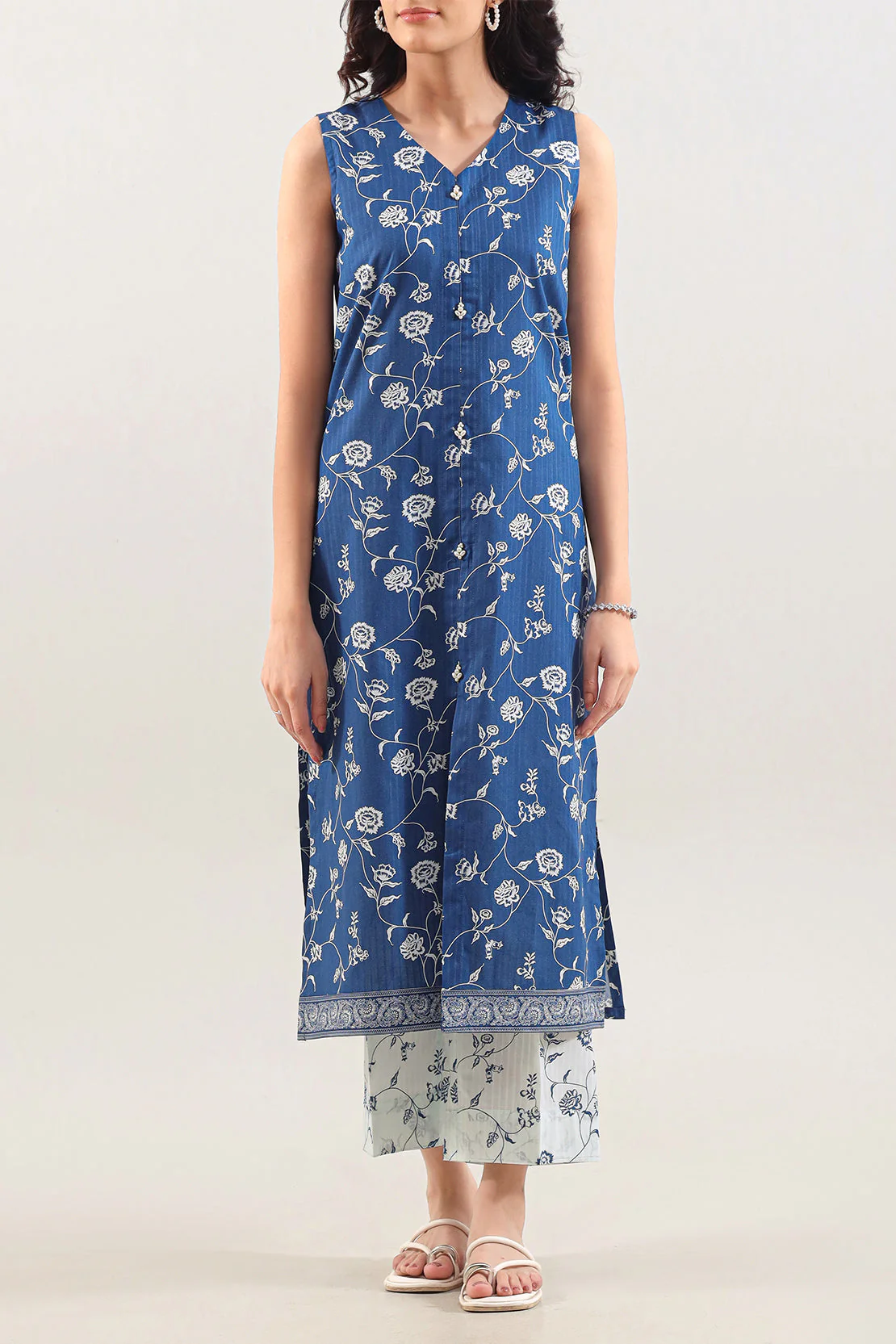 Unstitched Printed Self Strip Lawn 2 Piece (Shirt/Trouser) - Image 2