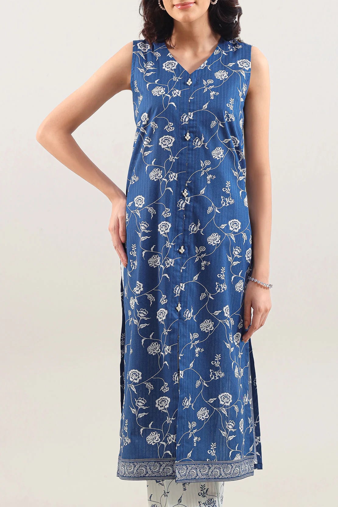 Unstitched Printed Self Strip Lawn 2 Piece (Shirt/Trouser) - Image 3