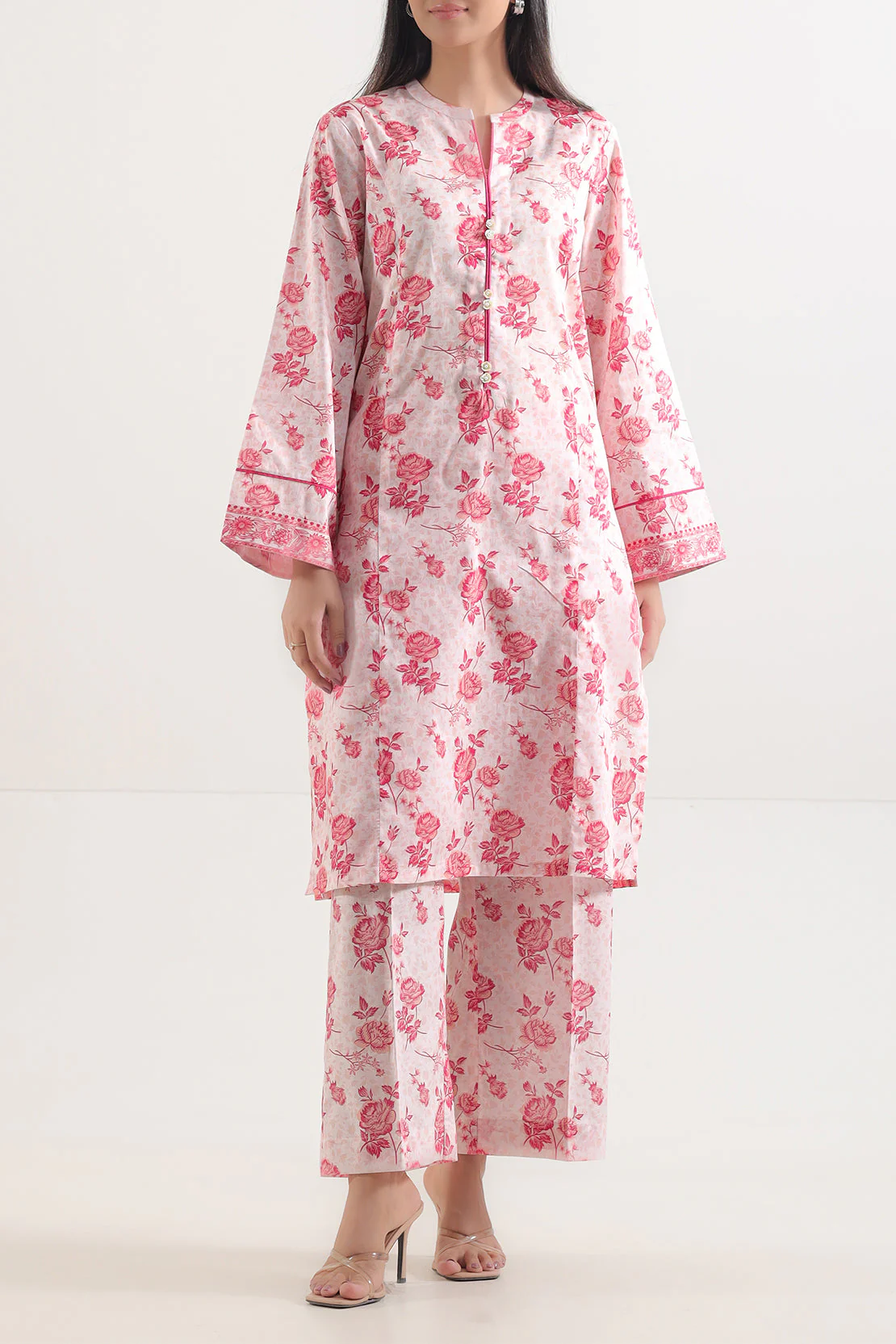 Unstitched Printed Self Strip Lawn 2 Piece (Shirt/Trouser)