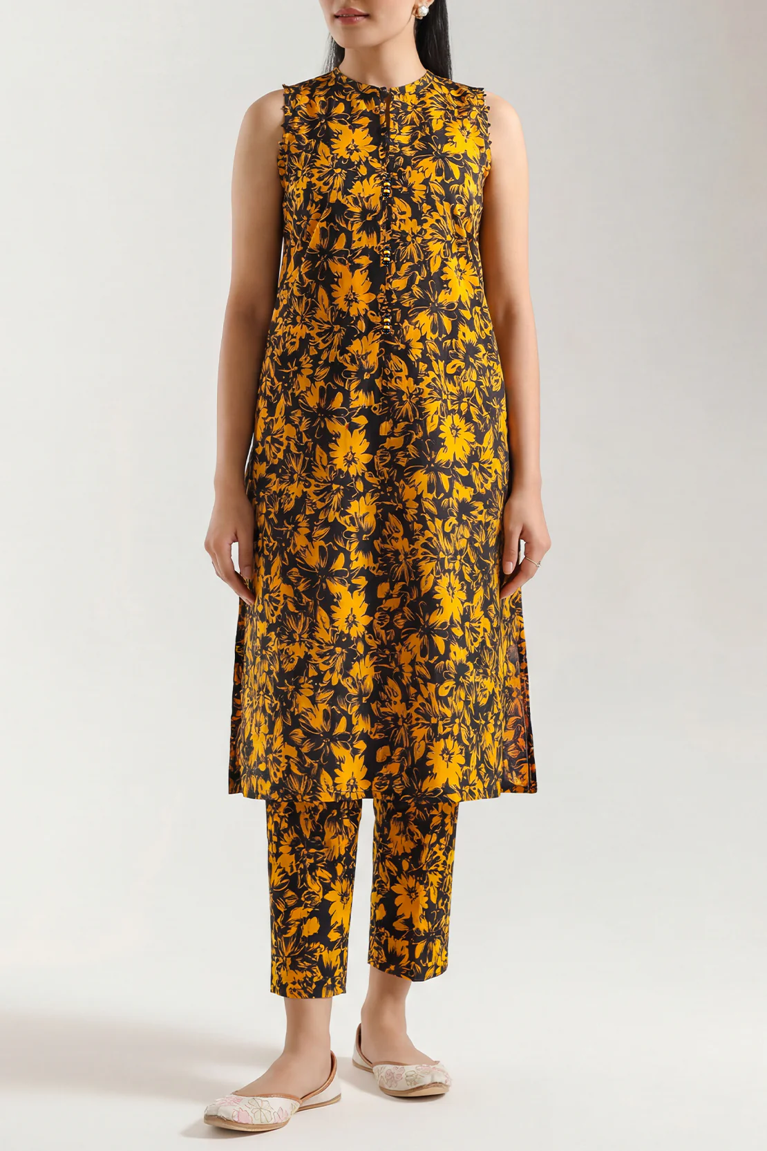 Unstitched Printed Self Strip Lawn 2 Piece (Shirt/Trouser)