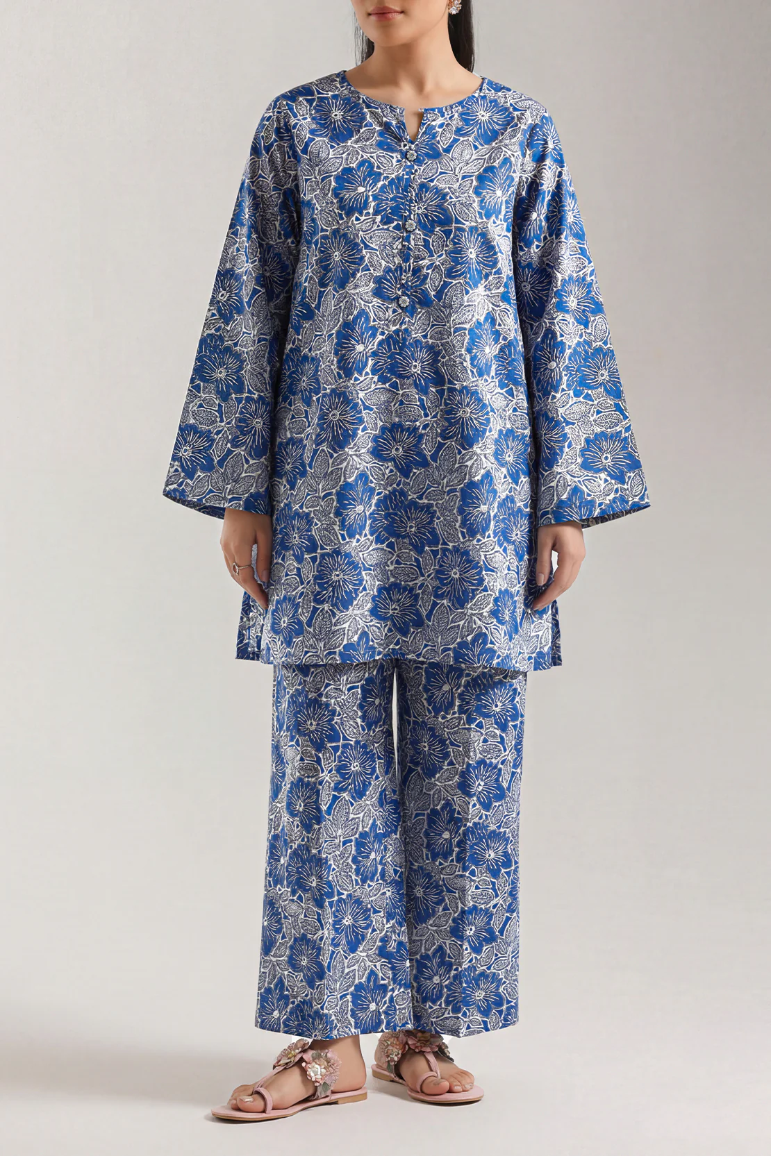 Unstitched Printed Self Strip Lawn 2 Piece (Shirt/Trouser)